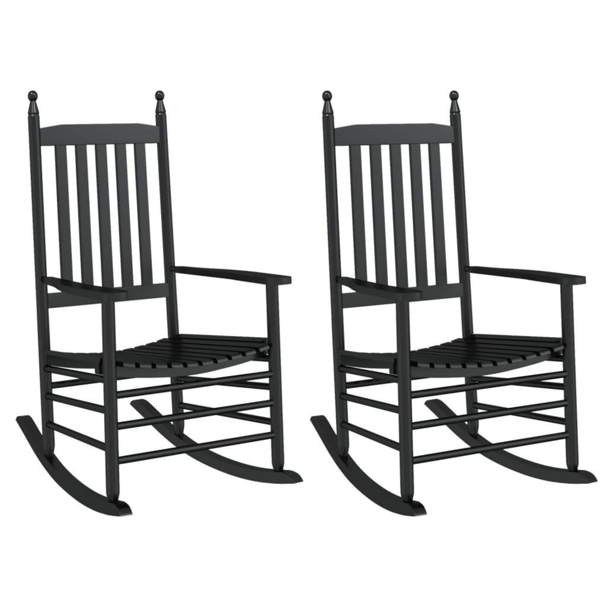 VIDAXL Chaises a bascule avec sieges incurves lot de 2 noir peuplier