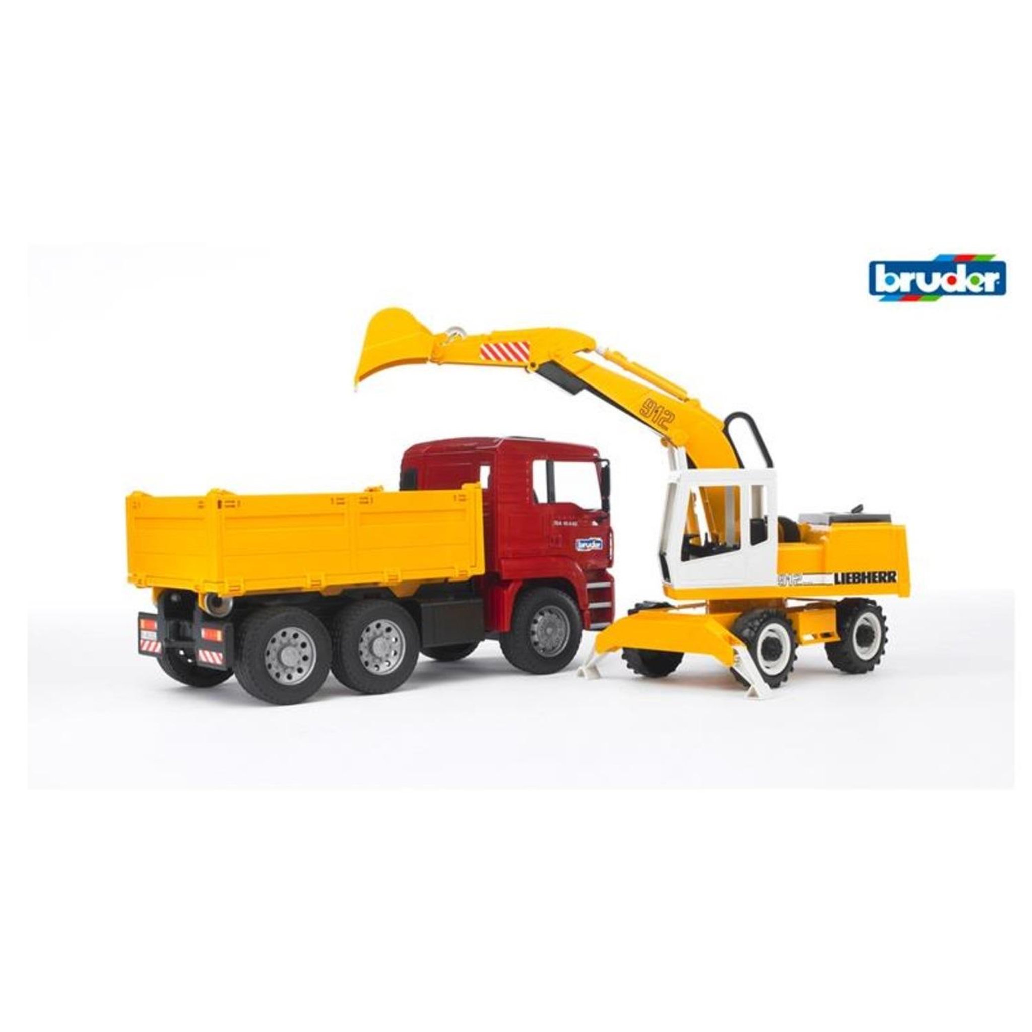 Bruder Camion à benne basculante MAN TGA avec pelleteuse Liebherr