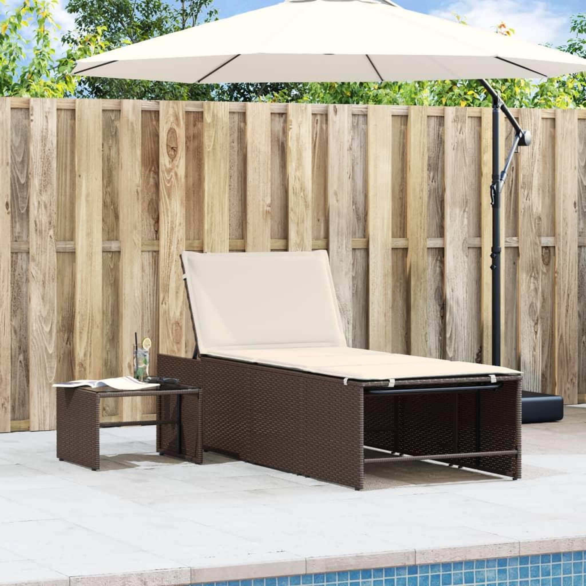 Voir la diapositive 3 : VIDAXL Chaises longues lot de 2 avec table marron resine tressee
