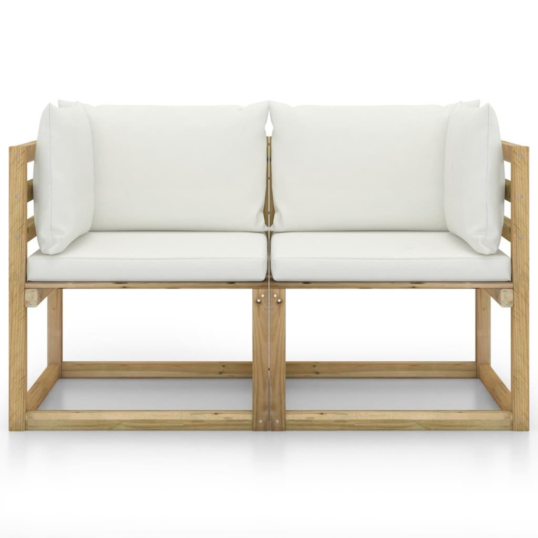Voir la diapositive 3 : VIDAXL Canapes d'angle de jardin 2pcs et coussins Pin impregne de vert
