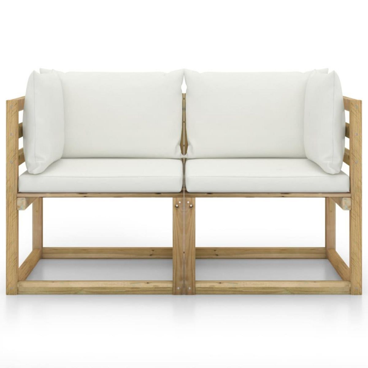 VIDAXL Canapes d'angle de jardin 2pcs et coussins Pin impregne de vert