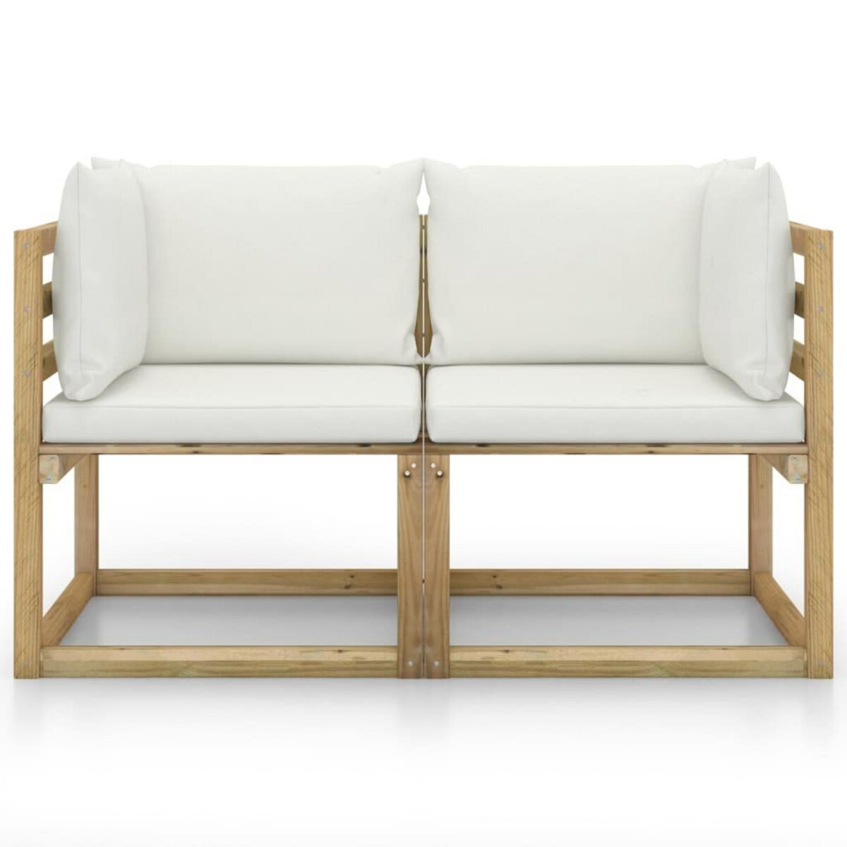 VIDAXL Canapes d'angle de jardin 2pcs et coussins Pin impregne de vert