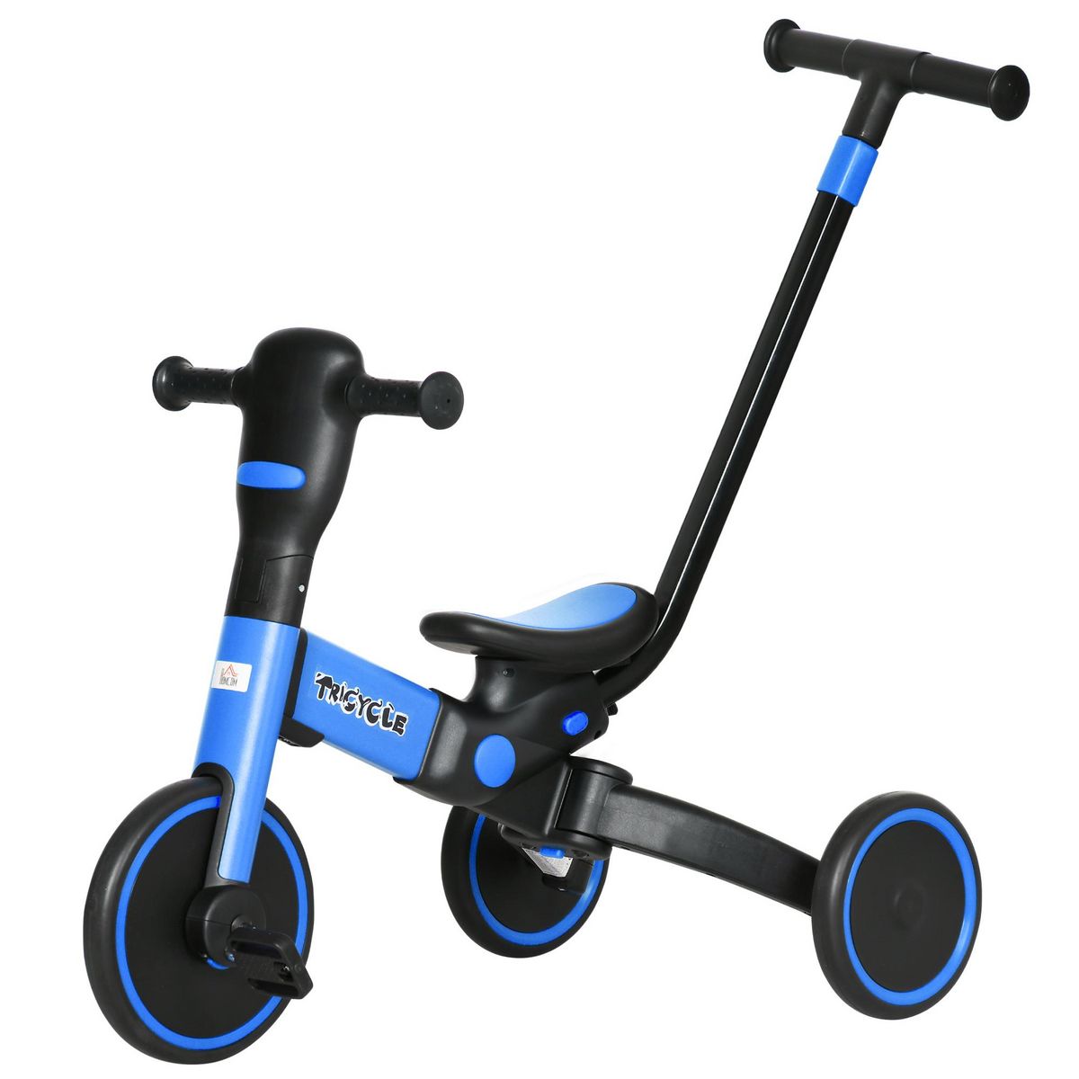 Poussette Tricycle Bébé Tricycle bleu et poussette en un seul Smoby avec frein Poussette Tricycle Bébé Tricycle bleu et poussette en un seul Smoby avec frein