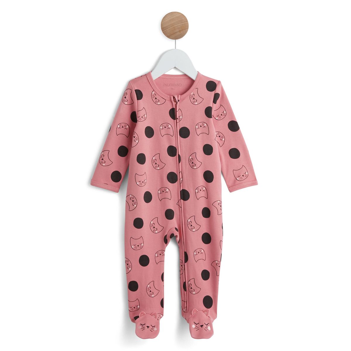 IN EXTENSO Dors bien zippé à pois imprimé chats bébé fille