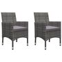 Voir la diapositive 3 : VIDAXL Ensemble de bistro 3 pcs Resine tressee et verre trempe Gris