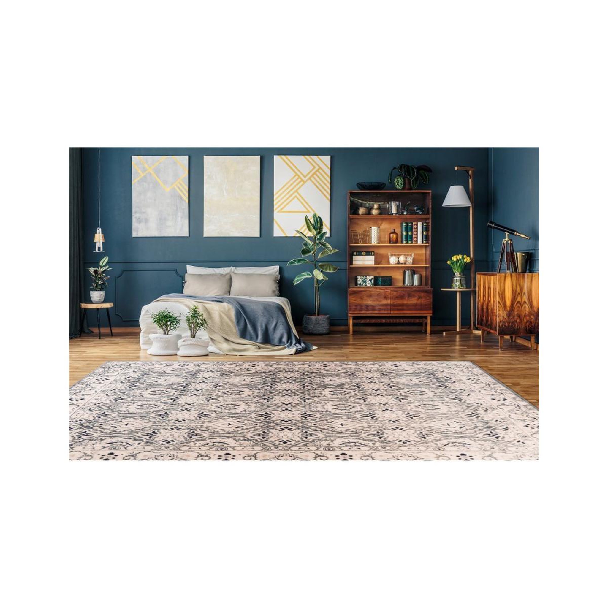 Voir la diapositive 5 : Paris Prix Tapis Tissé Rétro à Poils Ras  Saphira  Beige