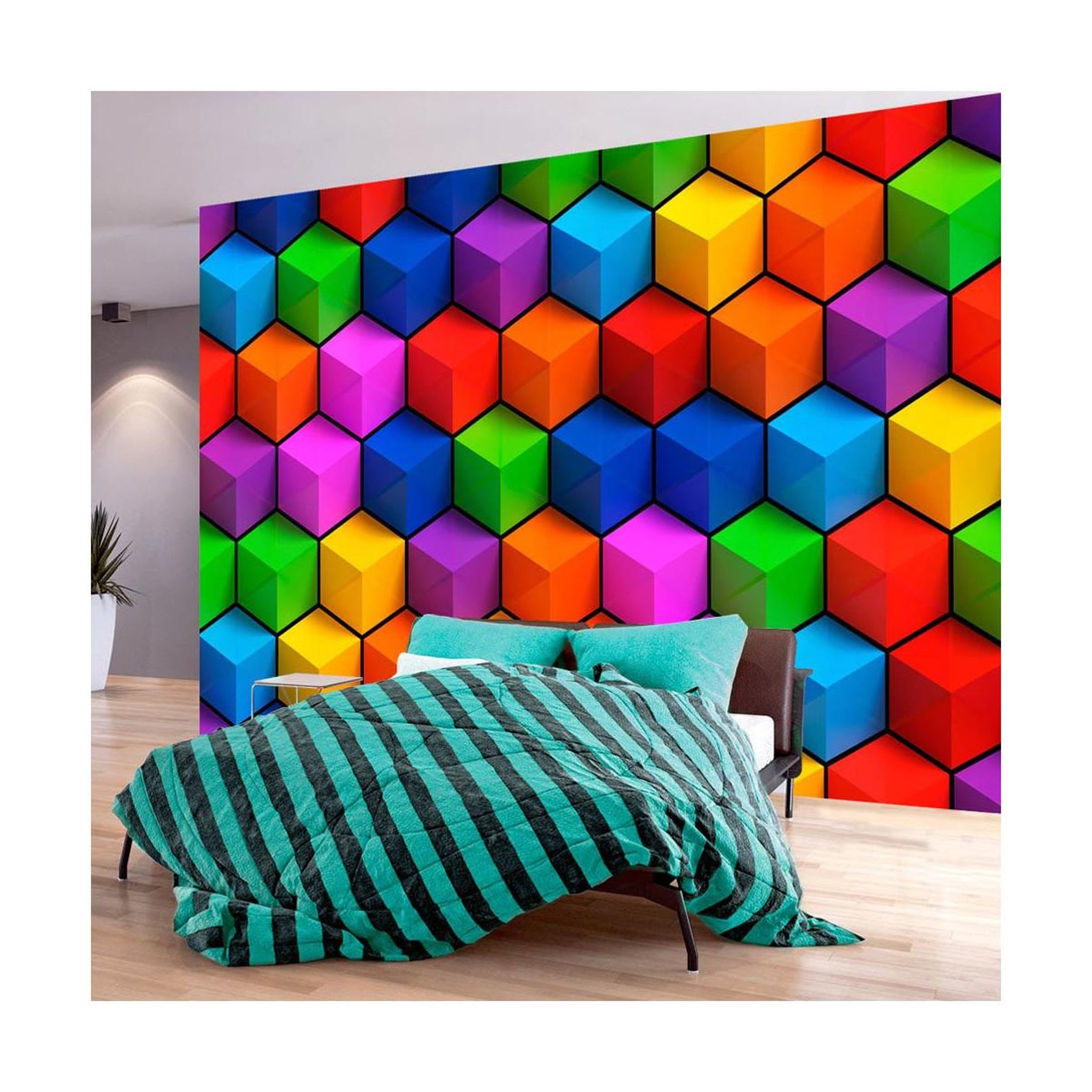 Paris Prix Papier peint  colorful geometric boxes. Coloris disponibles : Multicolore
