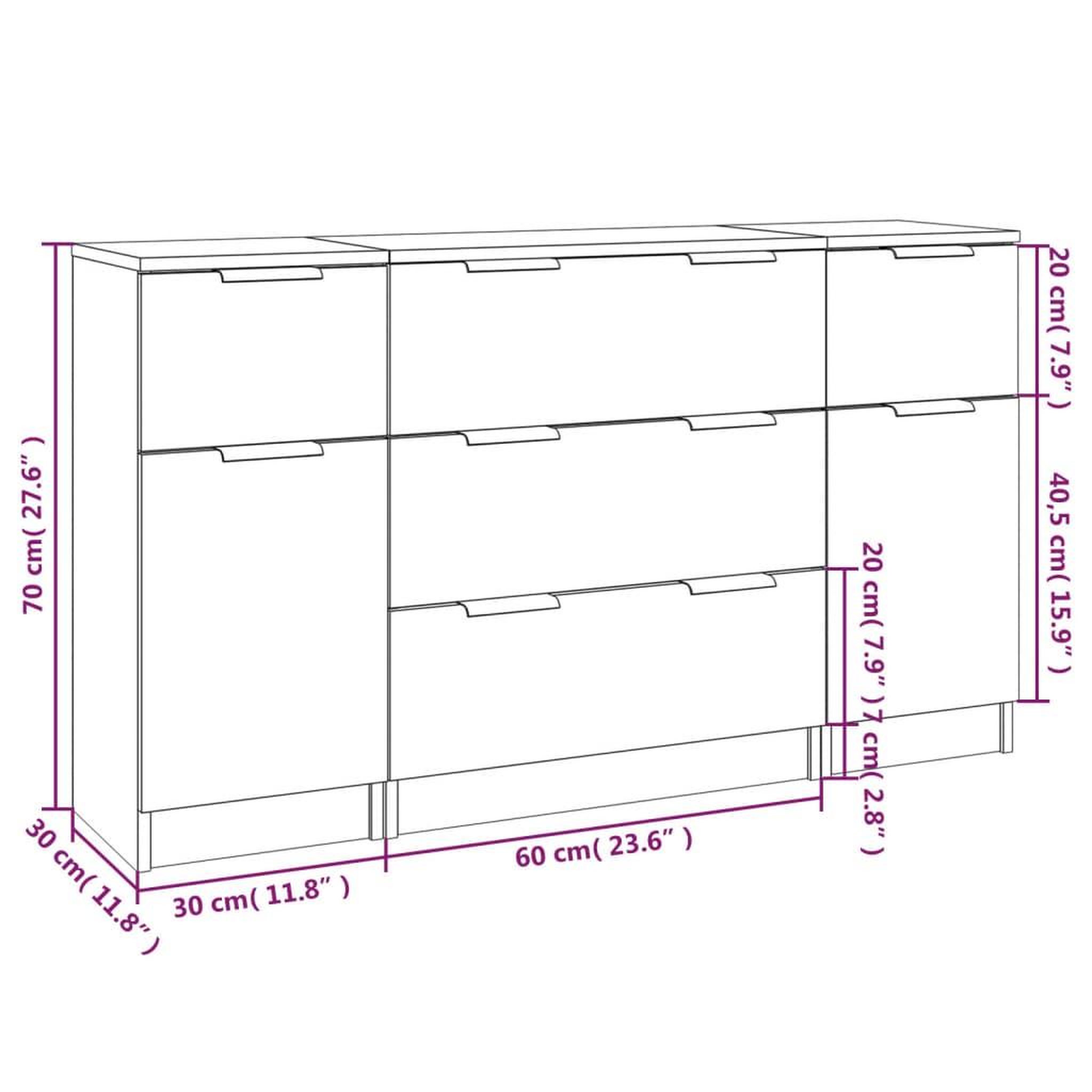 Voir la diapositive 6 : VIDAXL Ensemble de buffets 3 pcs chene fume bois d'ingenierie