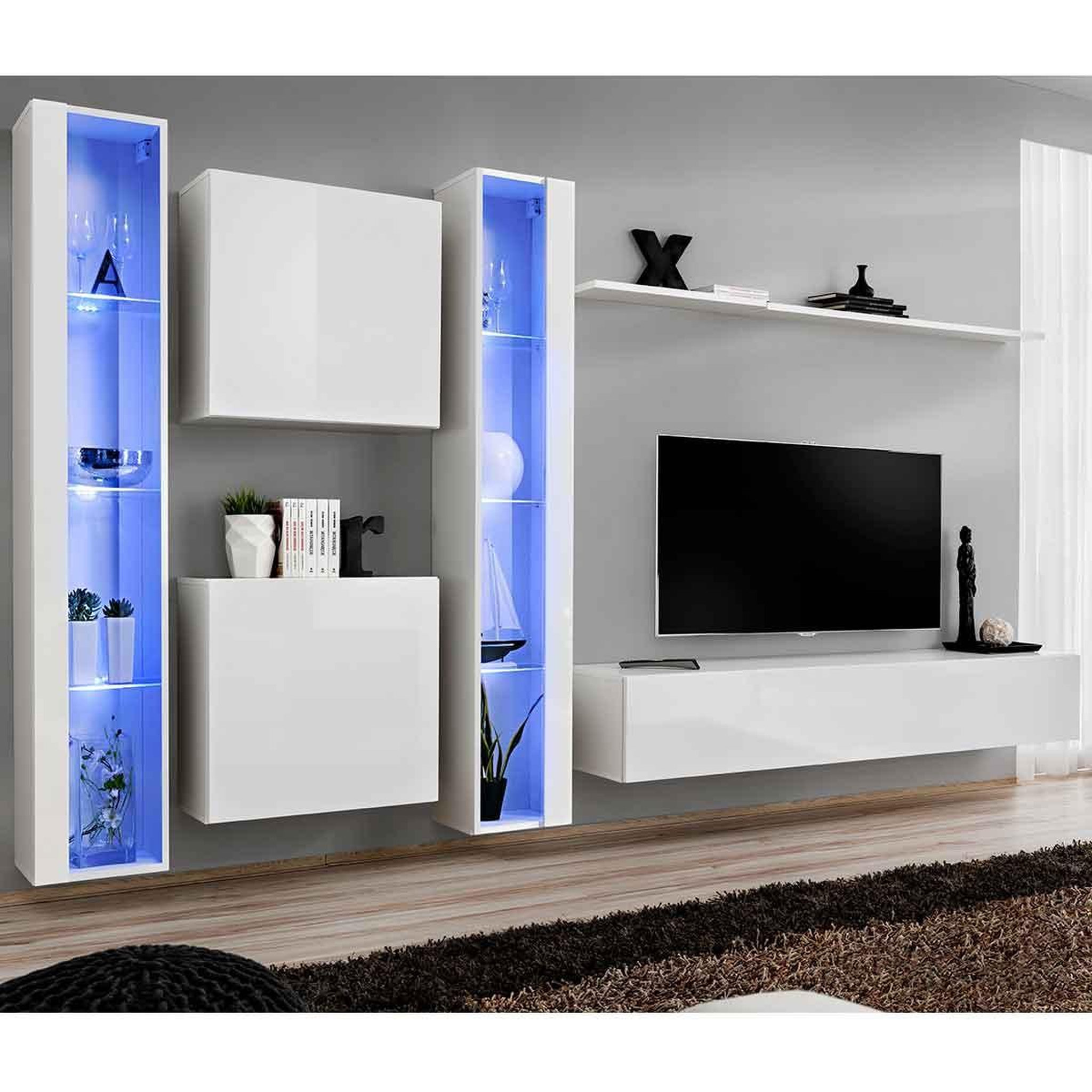 Paris Prix Meuble tv mural design  switch xvi  330cm blanc
