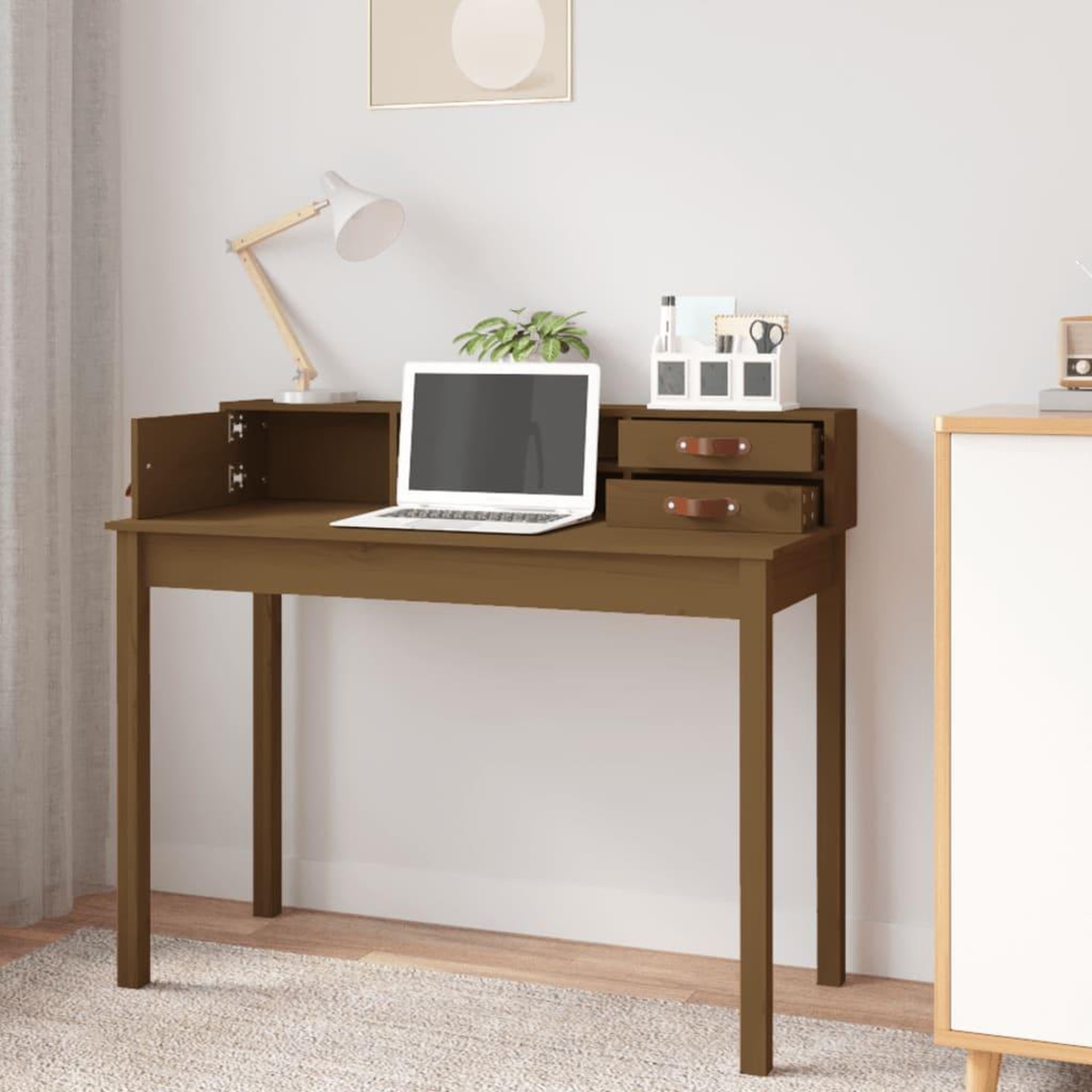 Voir la diapositive 3 : VIDAXL Bureau Marron miel 110x50x93 cm Bois massif de pin