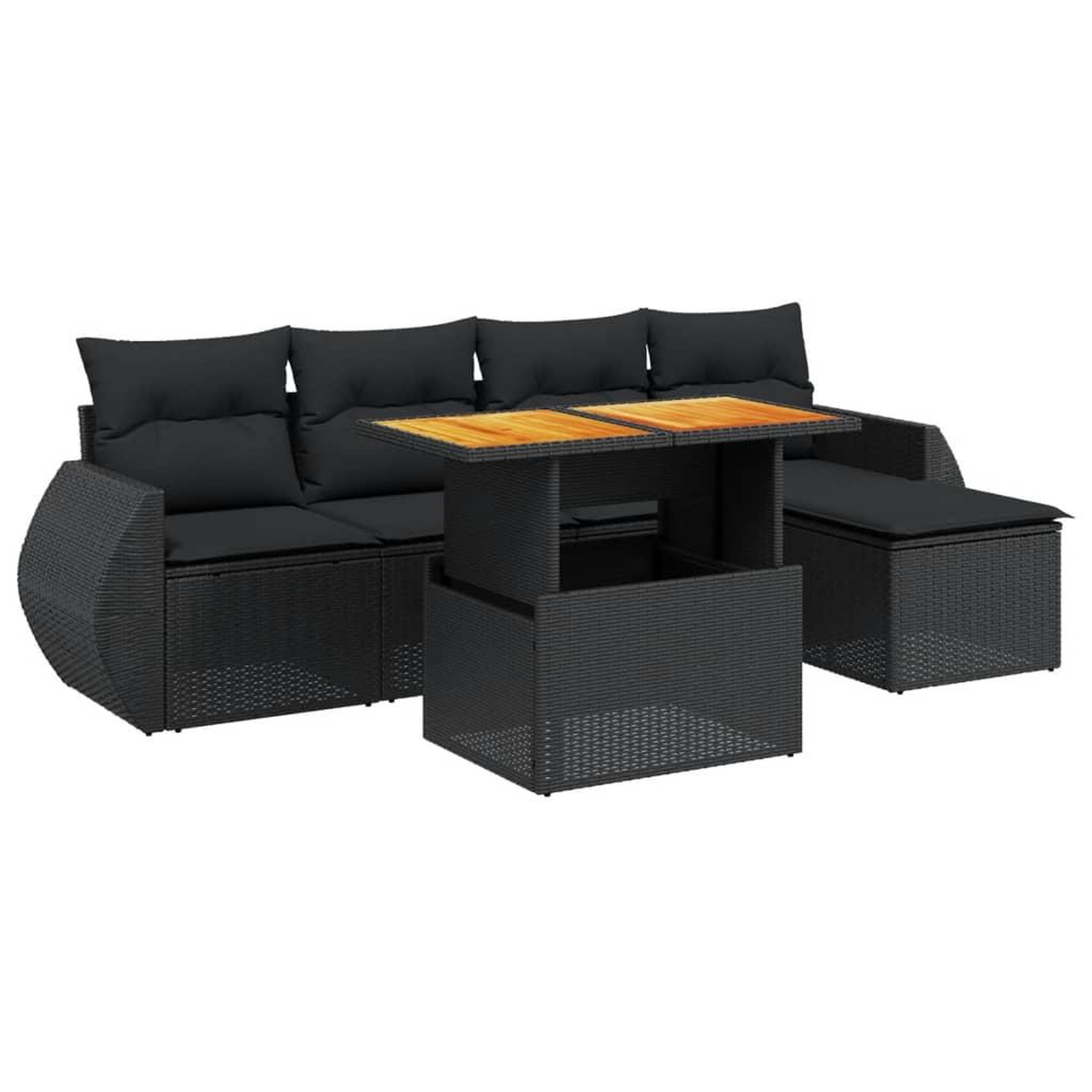 Voir la diapositive 2 : VIDAXL Salon de jardin 6 pcs avec coussins noir resine tressee