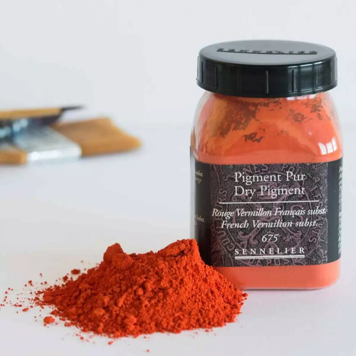  Pigment pour création de peinture - pot 100 g - Rouge vermillon français substitut