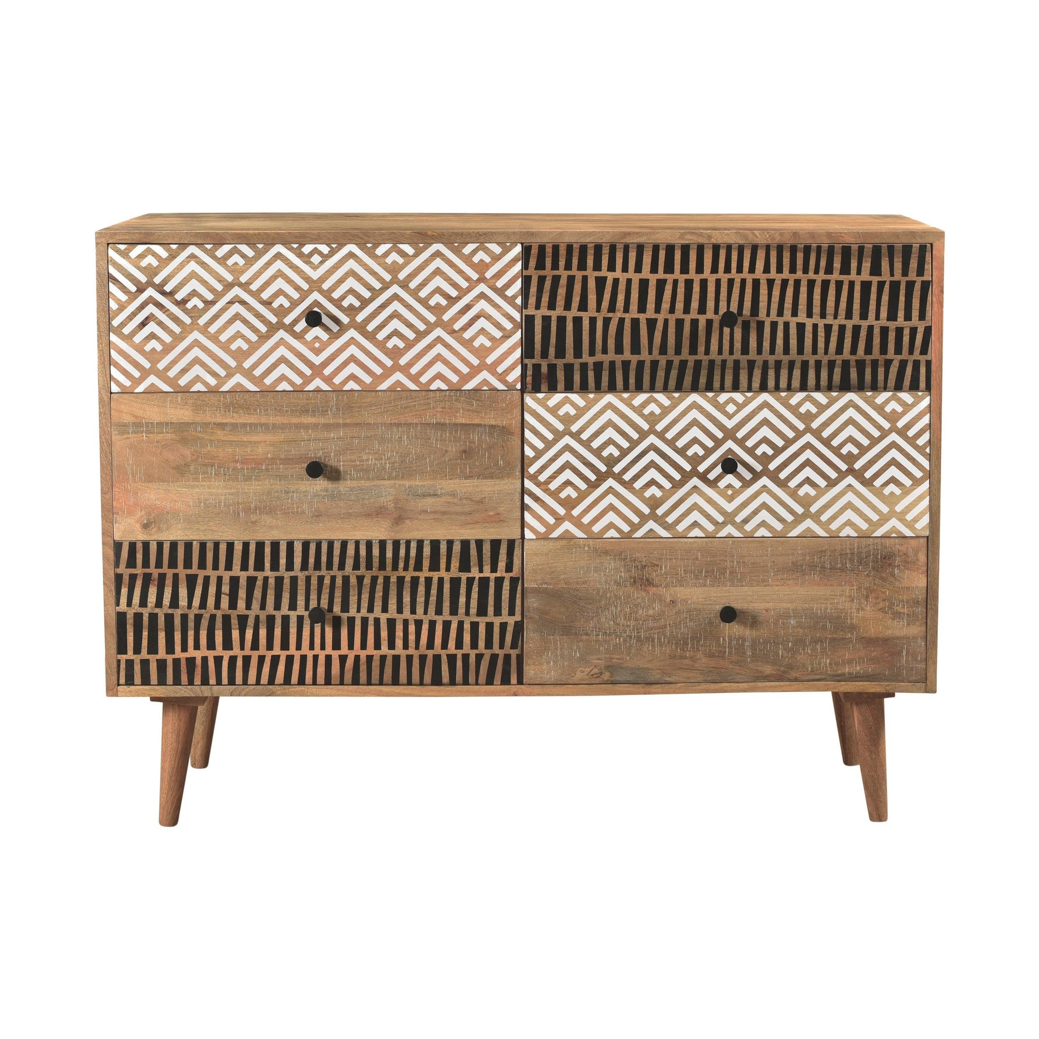 MAISON PAVANE Commode en bois 6 tiroirs à motifs-tali