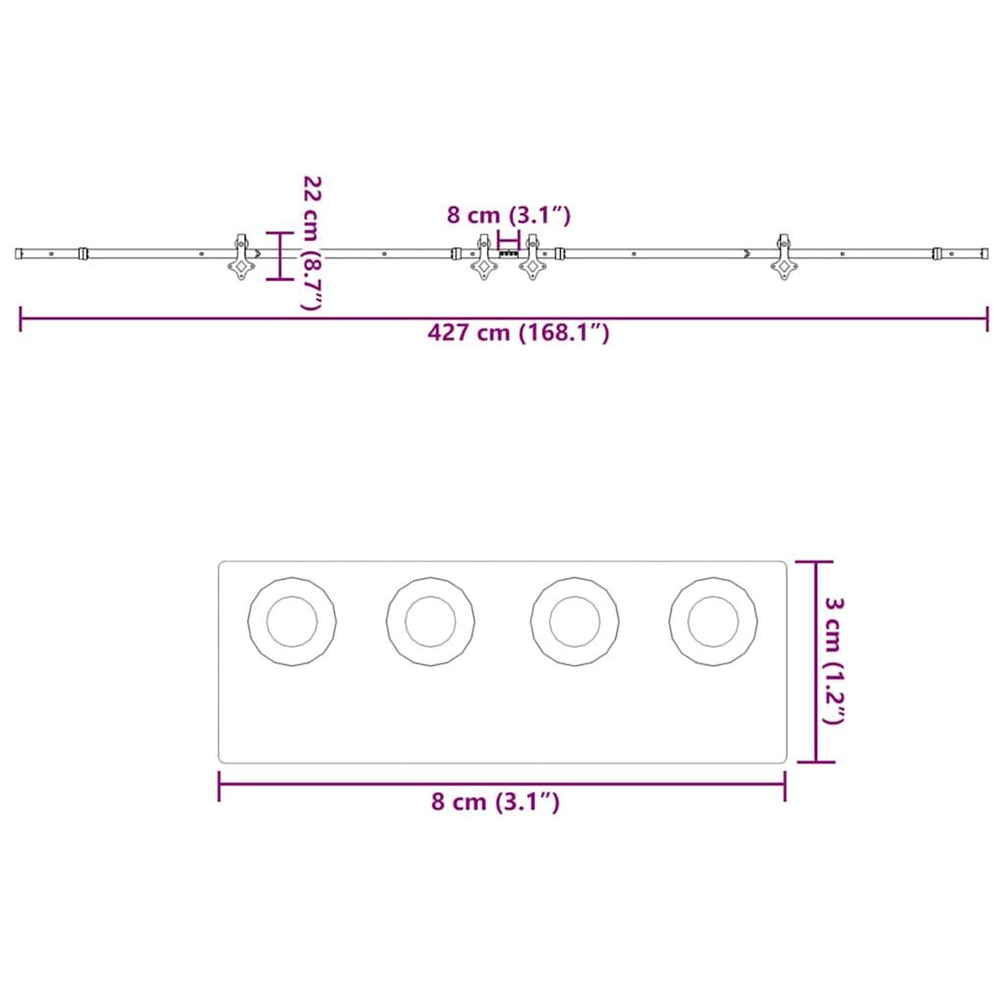 Voir la diapositive 6 : VIDAXL Kit de quincaillerie de porte coulissante 427 cm acier noir
