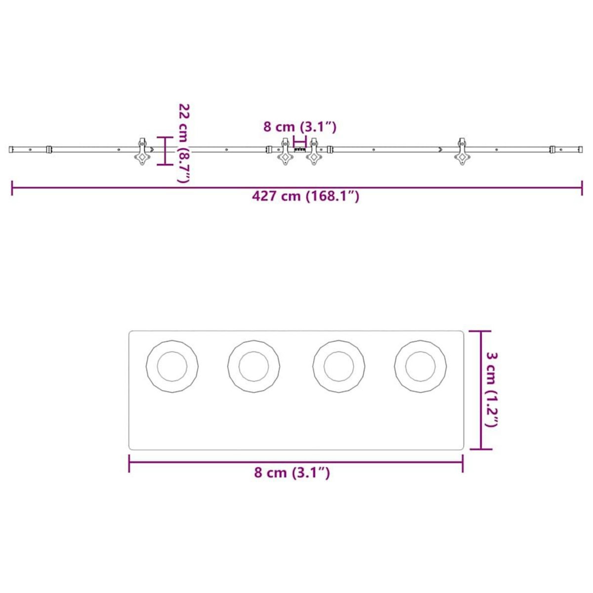 VIDAXL Kit de quincaillerie de porte coulissante 427 cm acier noir