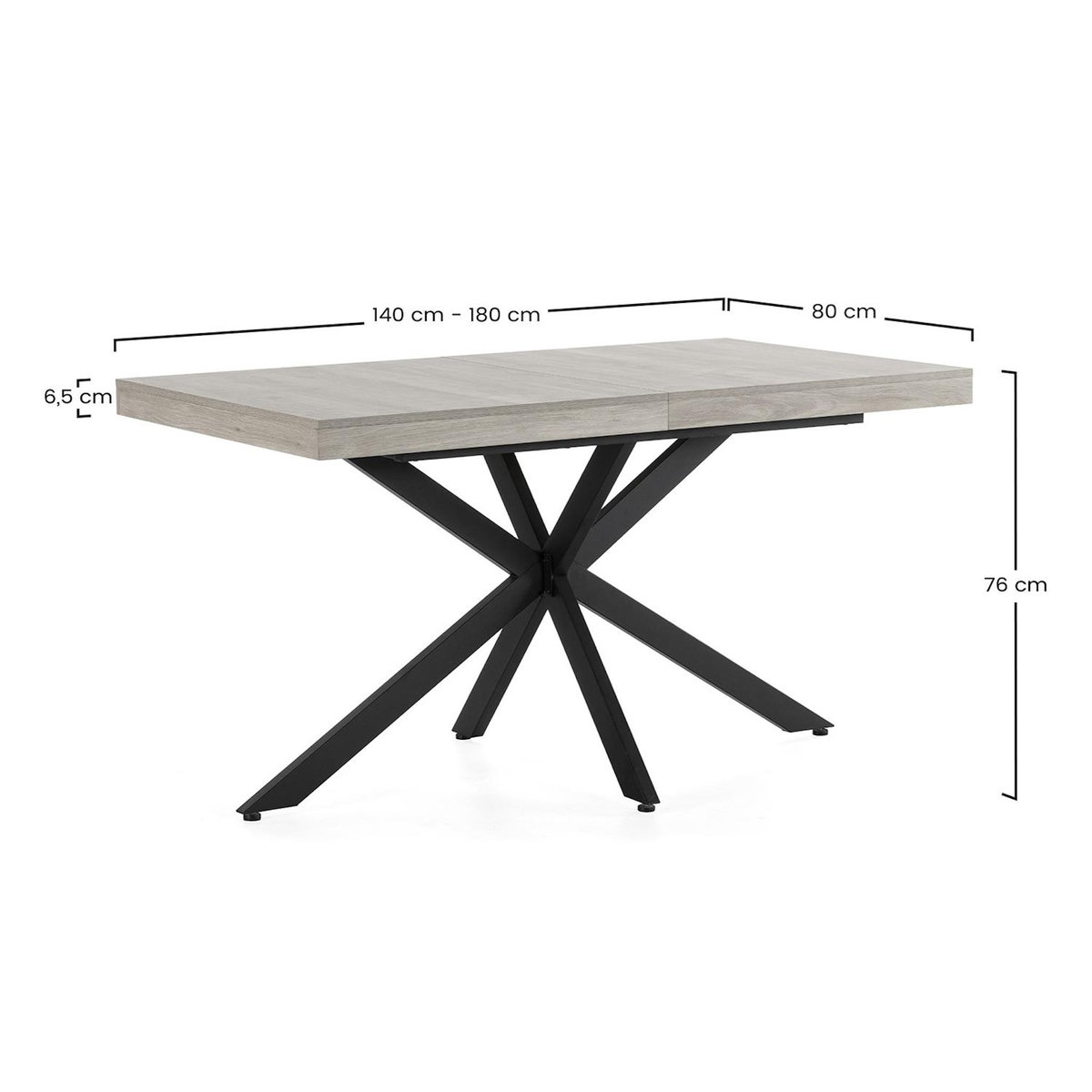 VS VENTA-STOCK Table de salle à manger extensible Genova couleur chêne, 140-180 cm
