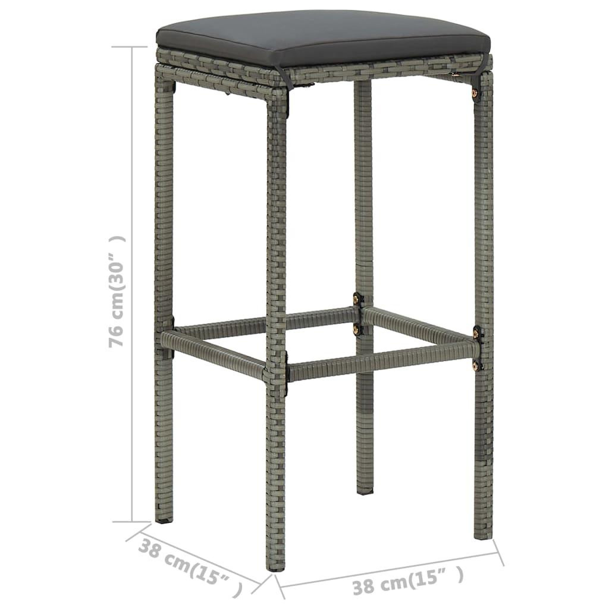 Voir la diapositive 6 : VIDAXL Ensemble de bar de jardin 9 pcs et coussins Resine tressee Gris