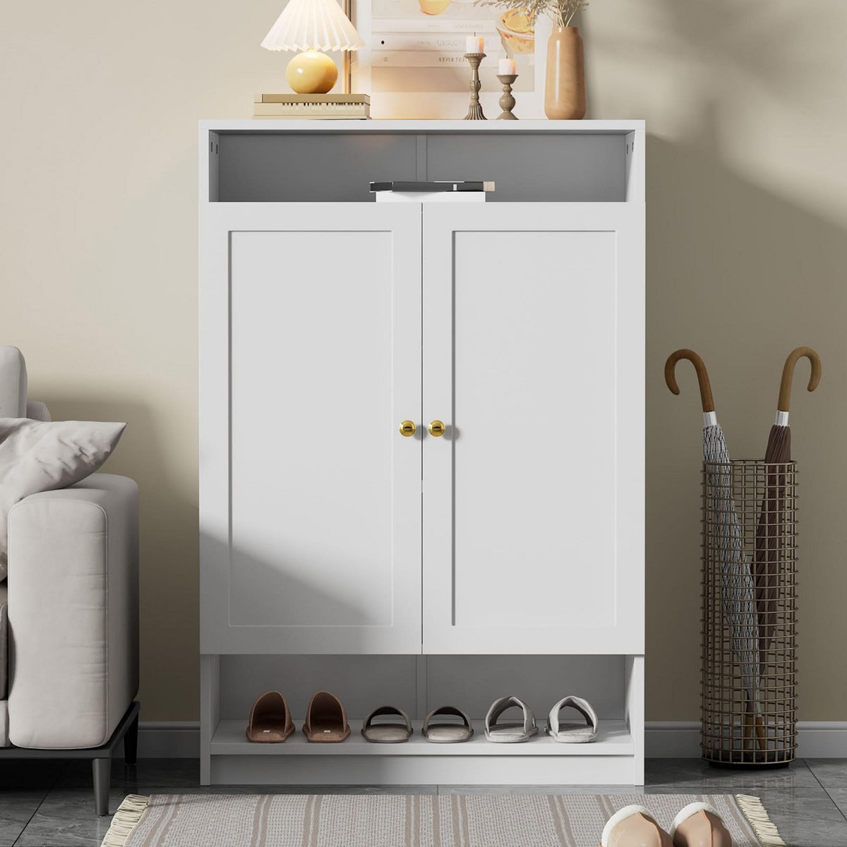 MERAX Meuble à chaussures 12 paires blanc panneaux de particules