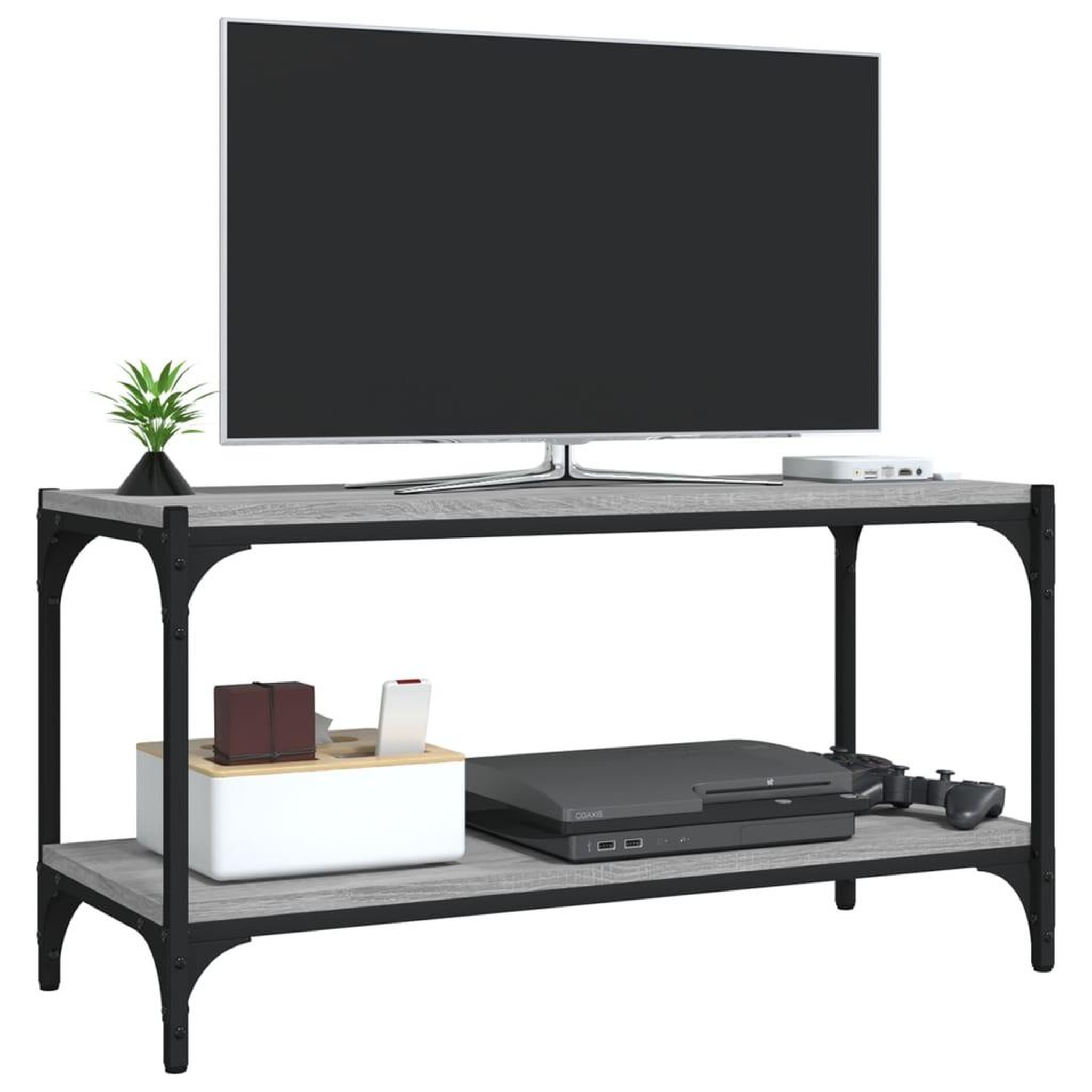 Voir la diapositive 4 : VIDAXL Meuble TV Sonoma gris 80x33x41 cm Bois d'ingenierie et acier