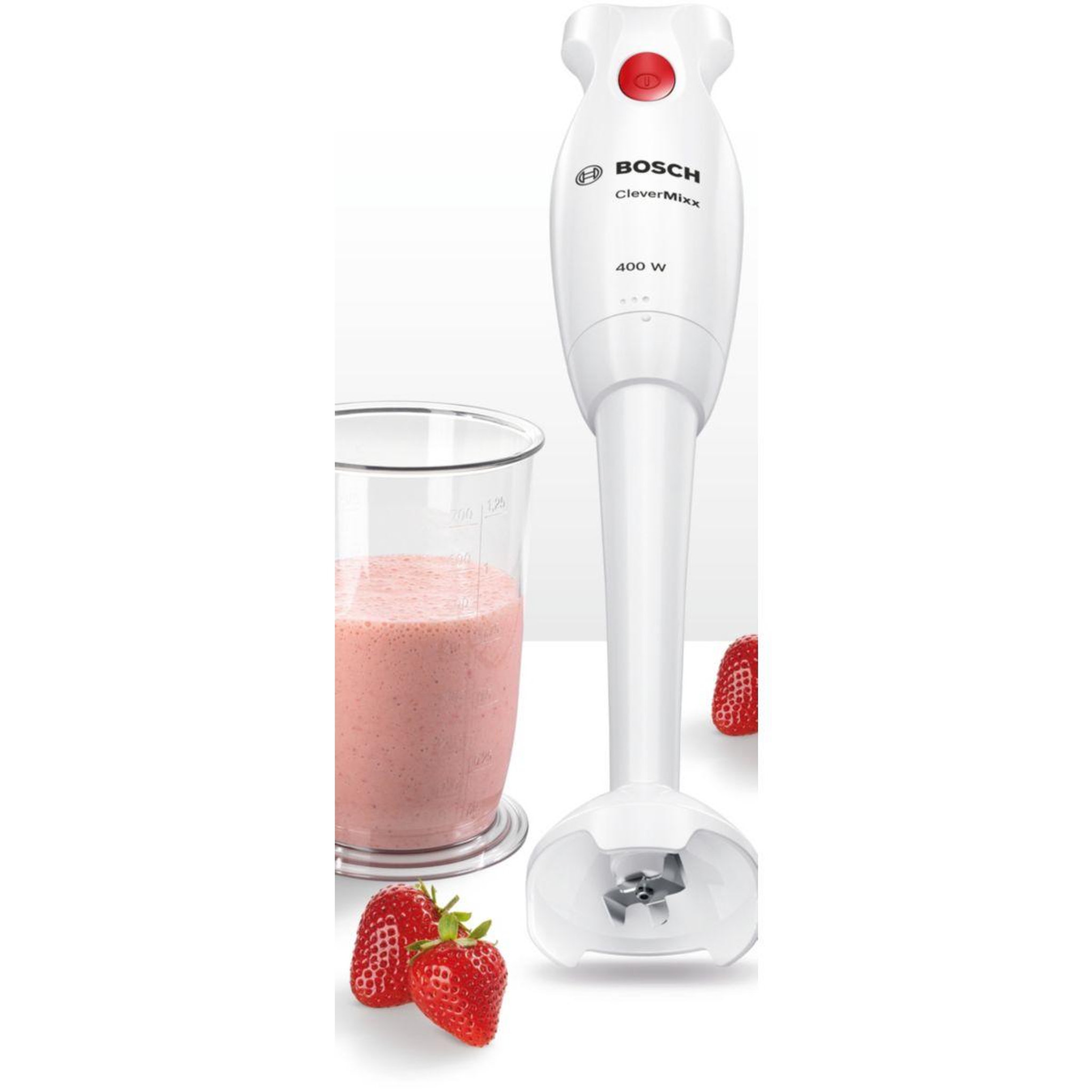 Voir la diapositive 5 : BOSCH Mixeur plongeant 400w blanc/rouge - msm14100