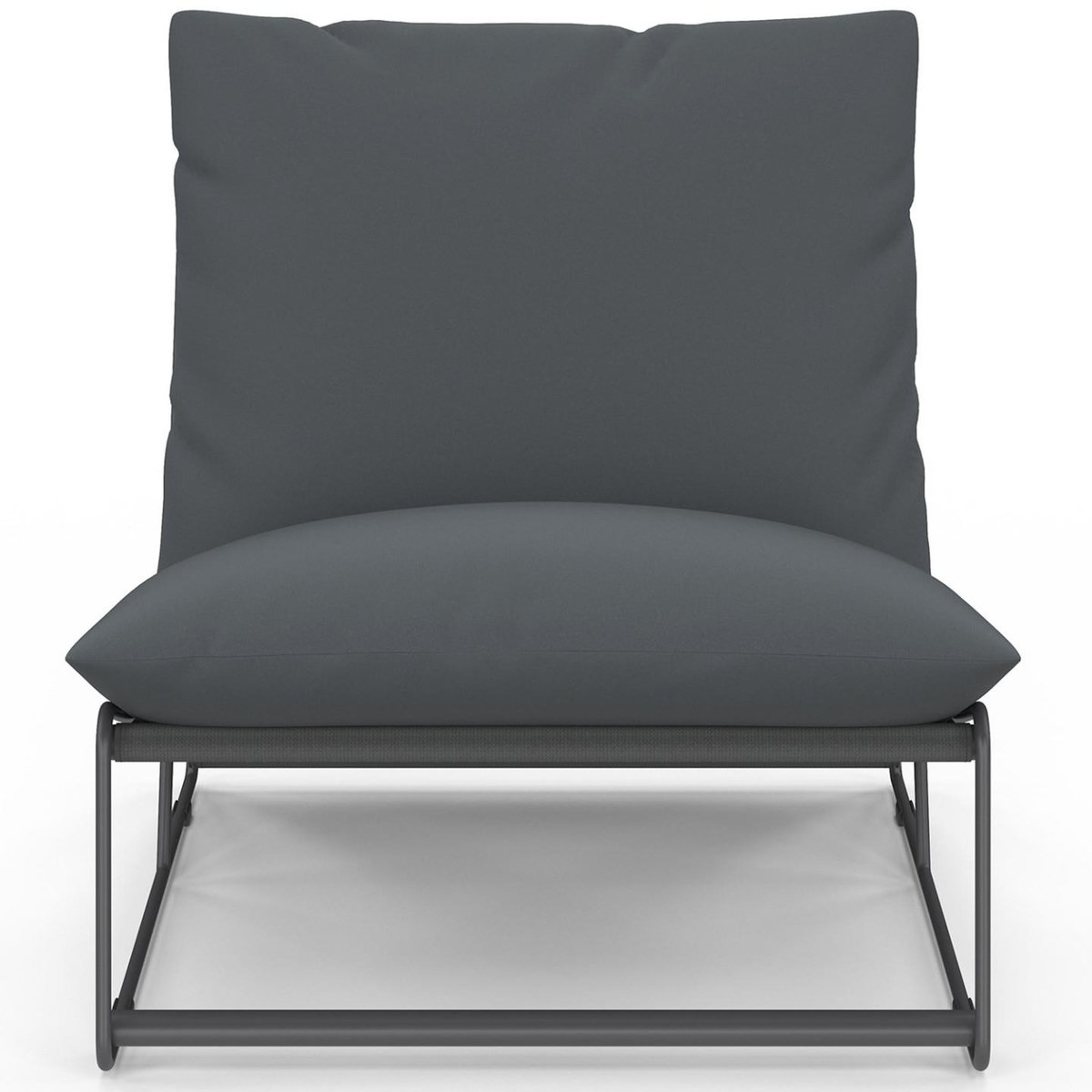 ID MARKET Lot de 2 fauteuils de jardin NAPOLI gris coussins gris anthracite