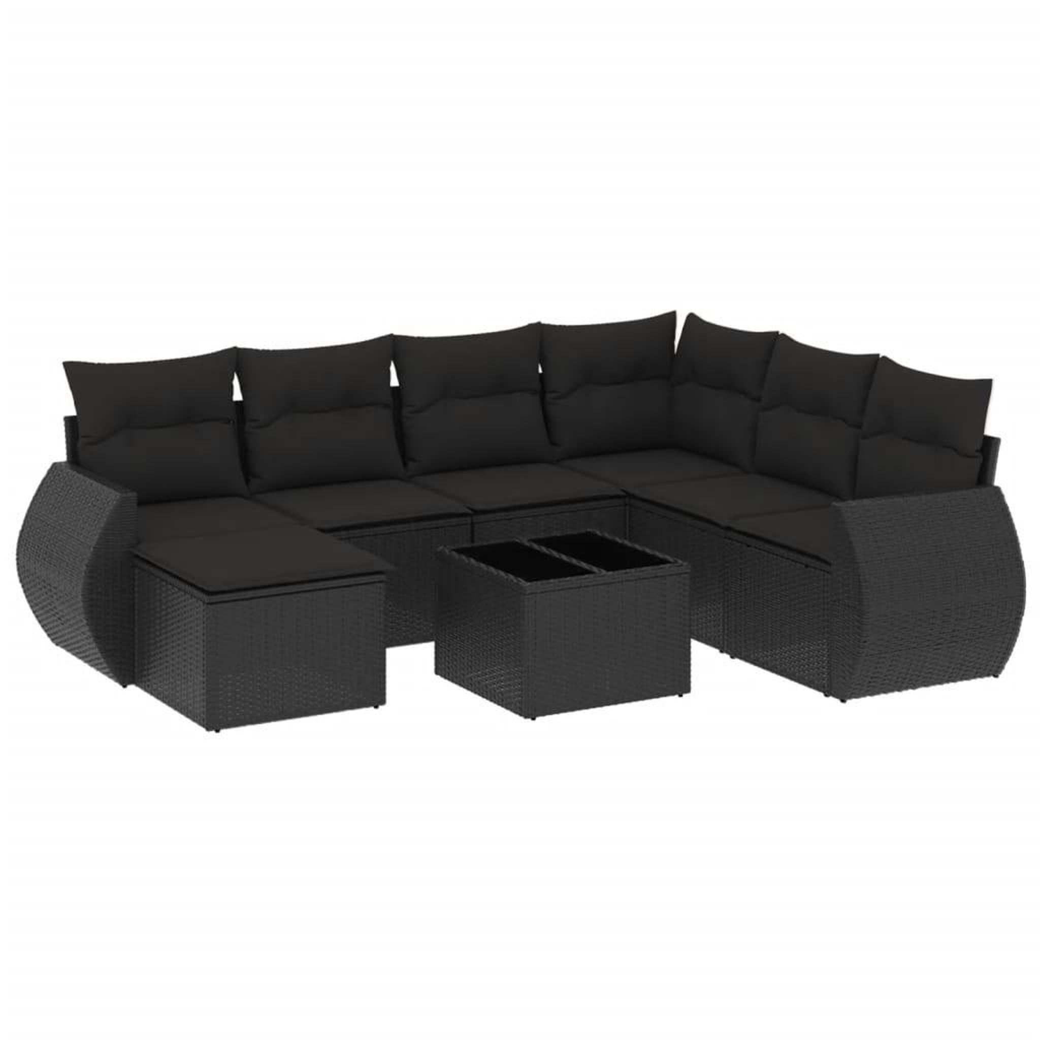 Voir la diapositive 2 : VIDAXL Salon de jardin 8 pcs avec coussins noir resine tressee