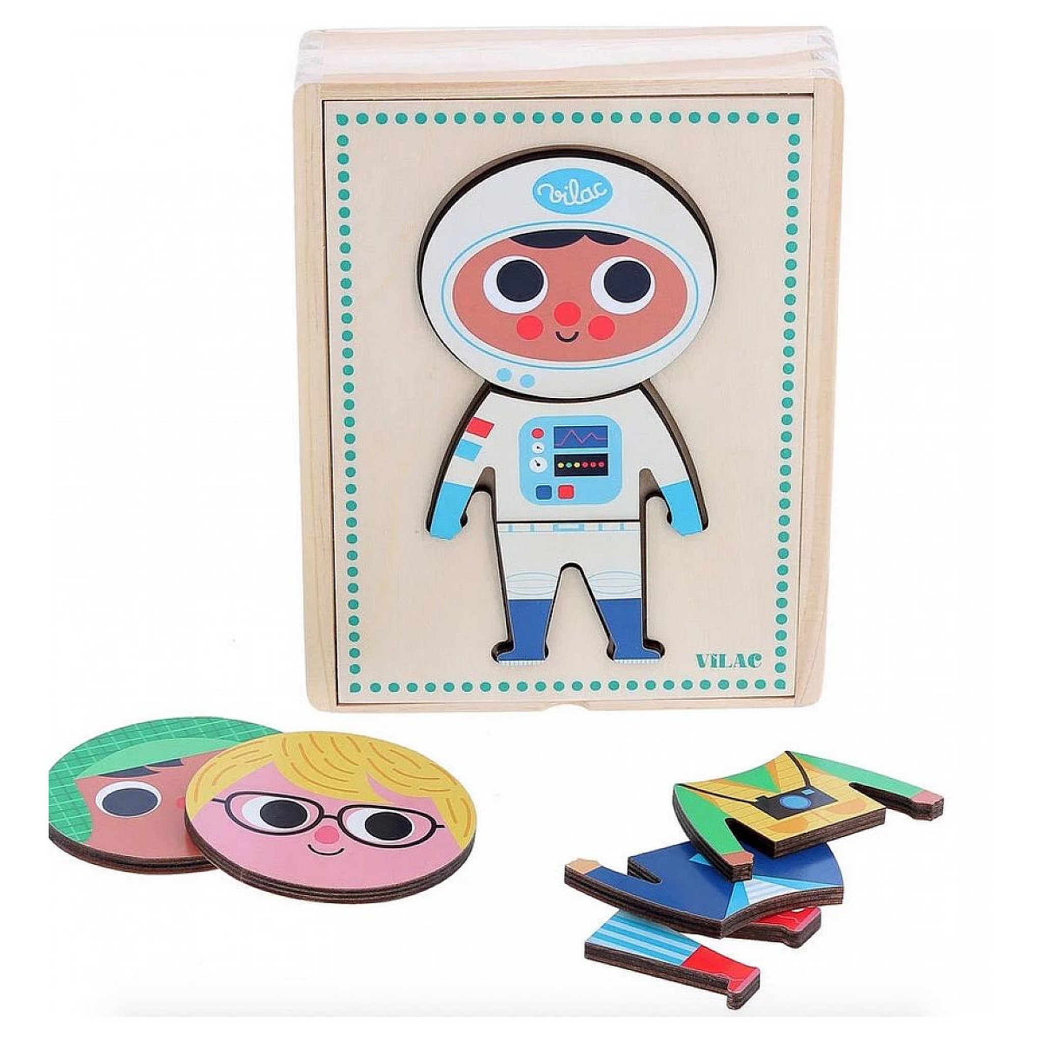 Voir la diapositive 2 : Vilac Jules a habiller puzzle en bois