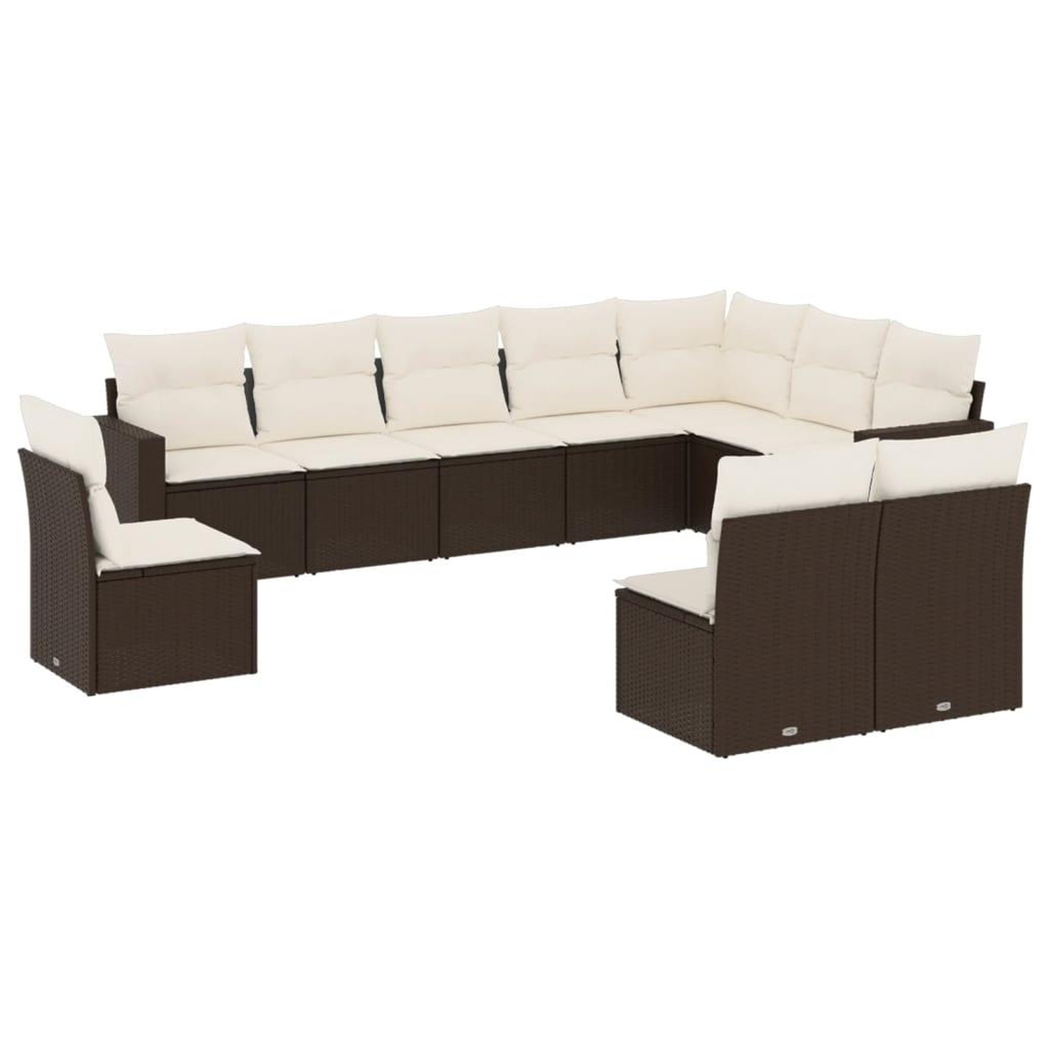 Voir la diapositive 2 : VIDAXL Salon de jardin 10 pcs avec coussins marron resine tressee