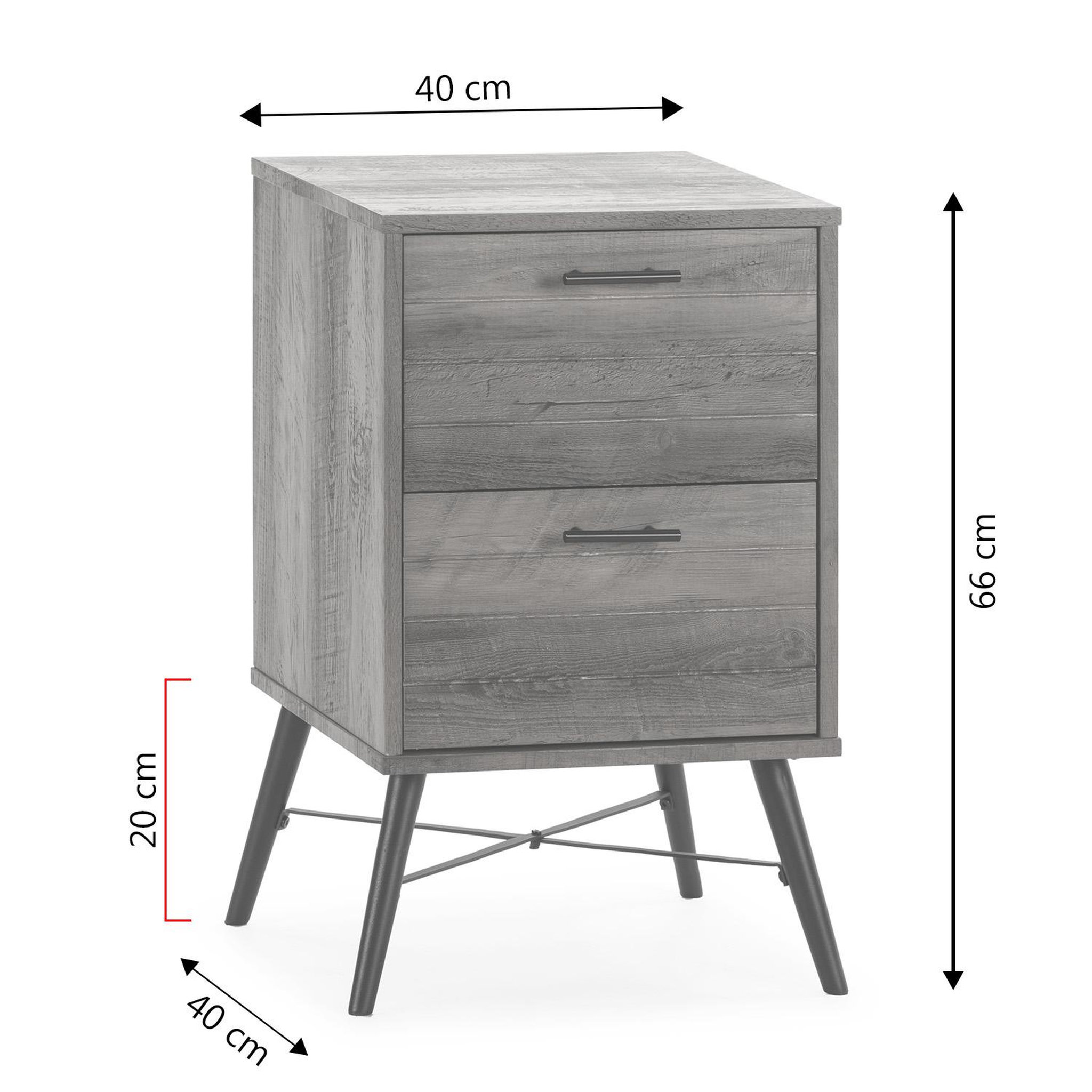 Voir la diapositive 4 : VS VENTA-STOCK Table de Chevet Clavel 2 Tiroirs Couleur Rustique