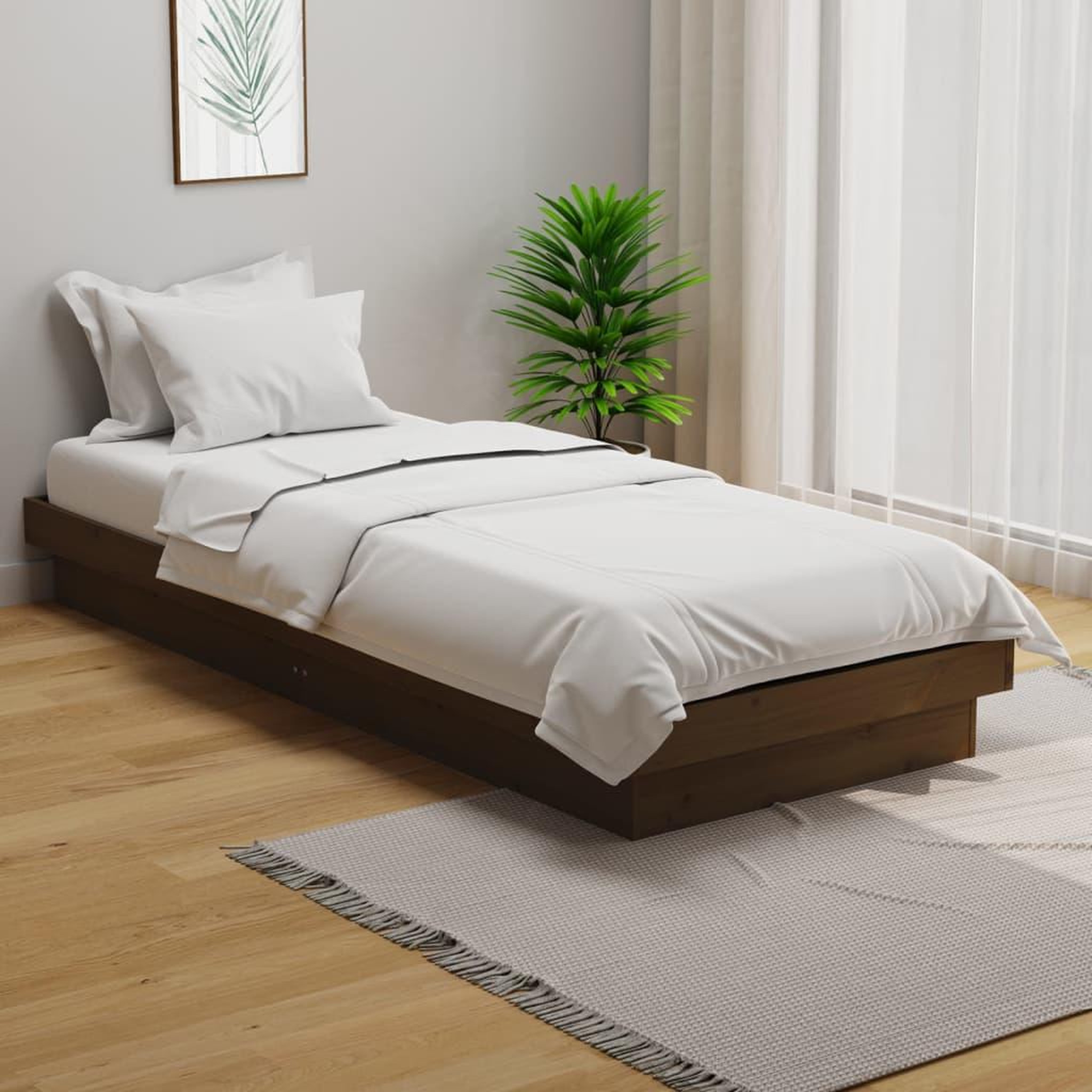 VIDAXL Cadre de lit sans matelas marron miel bois massif
