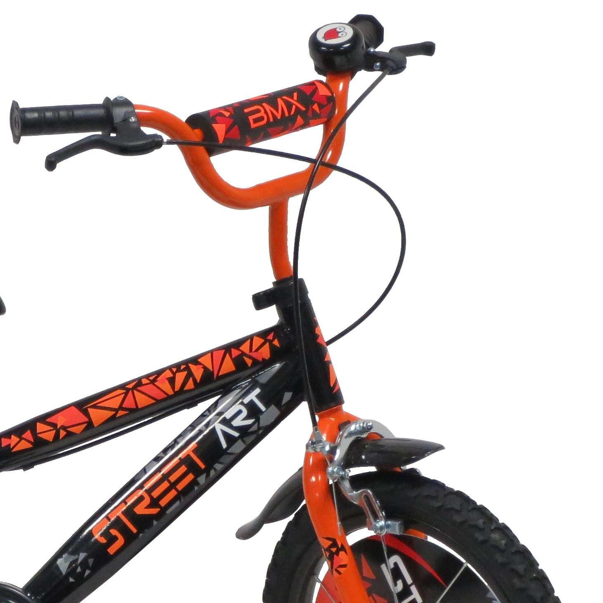 Voir la diapositive 4 : Vélo enfant - Modèle 16'' Street Art  pour enfant de 105/120 cm avec stabilisateurs à molettes - Plaque décorative avant - Porte bidon - 2 freins