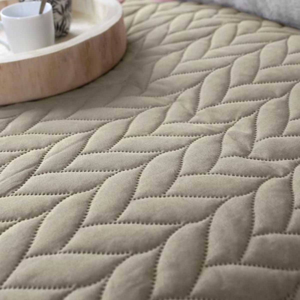 Paris Prix Couvre-lit en Microfibre  Tessa  220x240cm Naturel