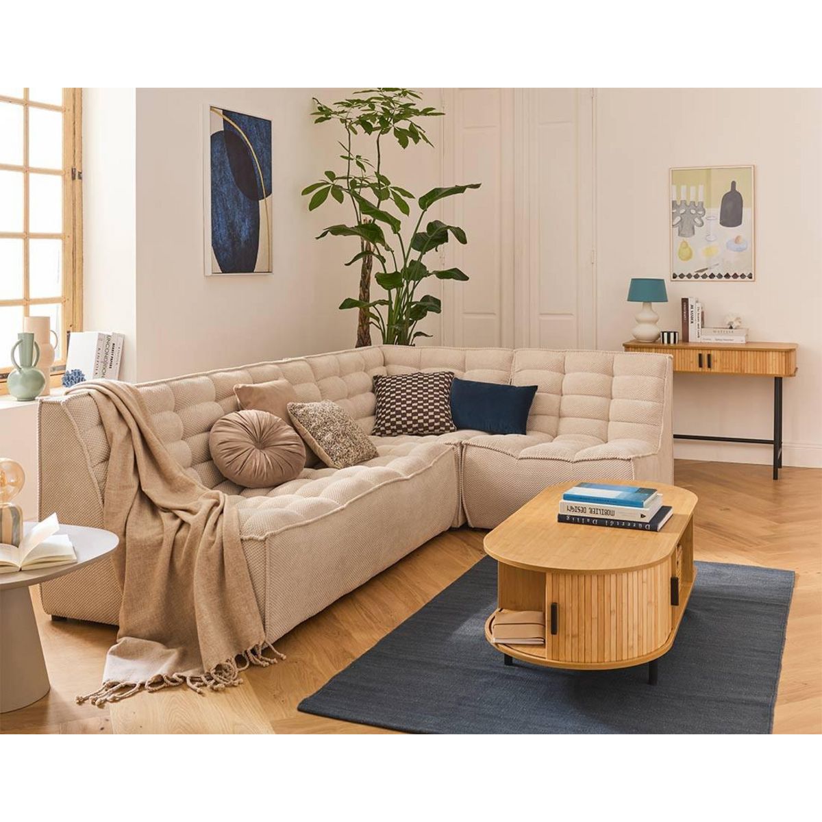 LISA DESIGN Ellie - canapé 2 places sans accoudoir en velours texturé