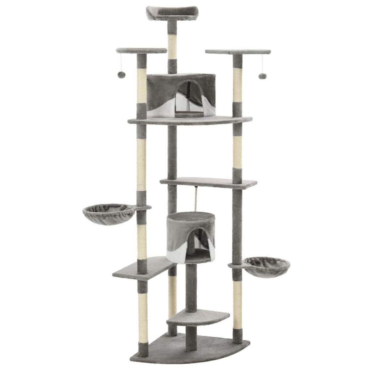 VIDAXL Arbre a chat avec griffoirs en sisal 203 cm Gris et Blanc