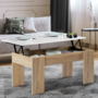 Voir la diapositive 2 : ID MARKET Table basse plateau relevable rectangulaire TARA bois imitation hêtre et blanc