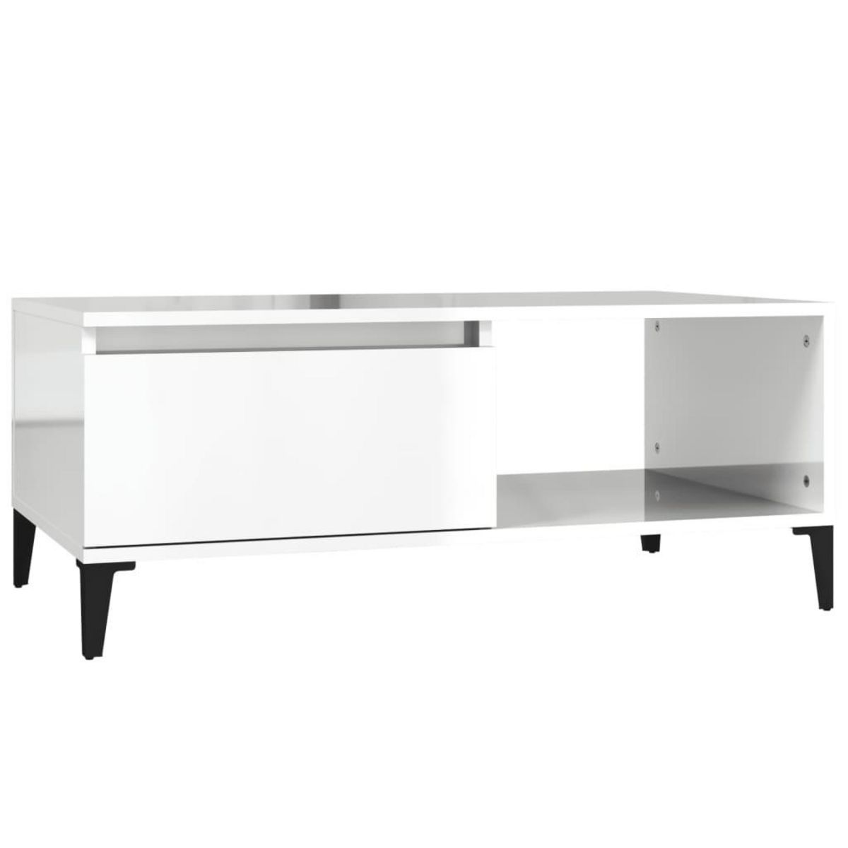 VIDAXL Table basse Blanc brillant 90x50x36,5 cm Bois d'ingenierie