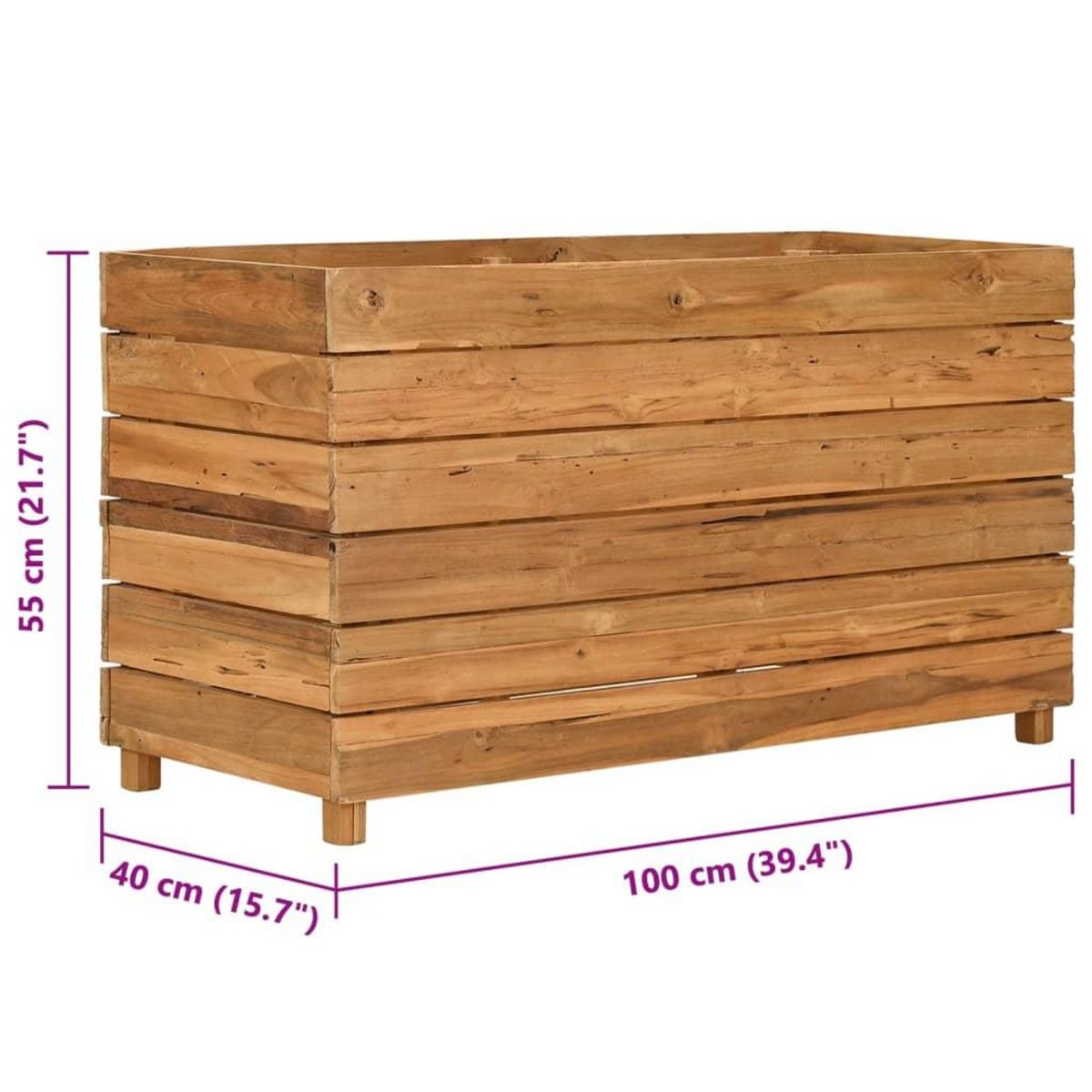 VIDAXL Lit sureleve 100x40x55 cm bois de teck recycle et acier