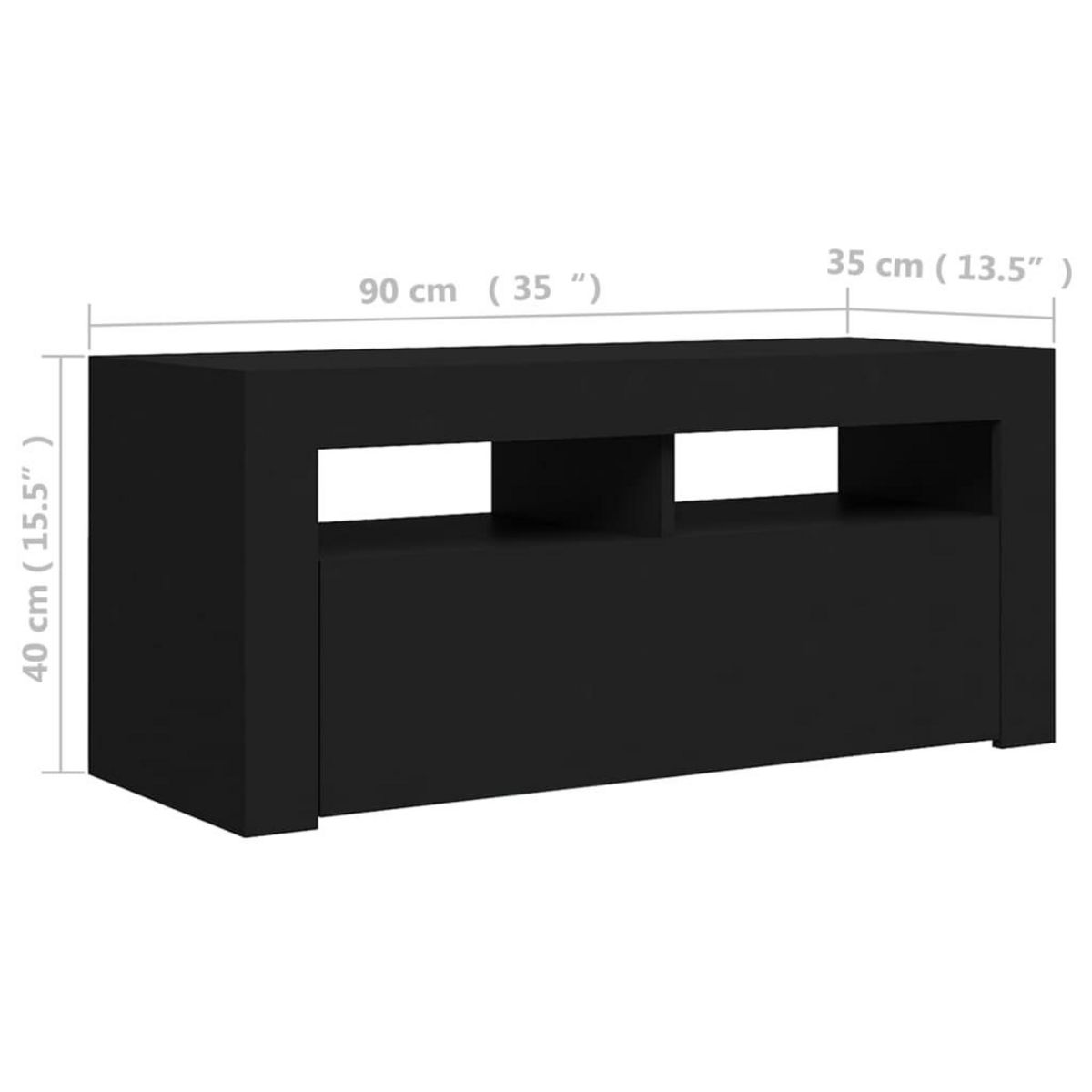 VIDAXL Meuble TV avec lumieres LED noir 90x35x40 cm