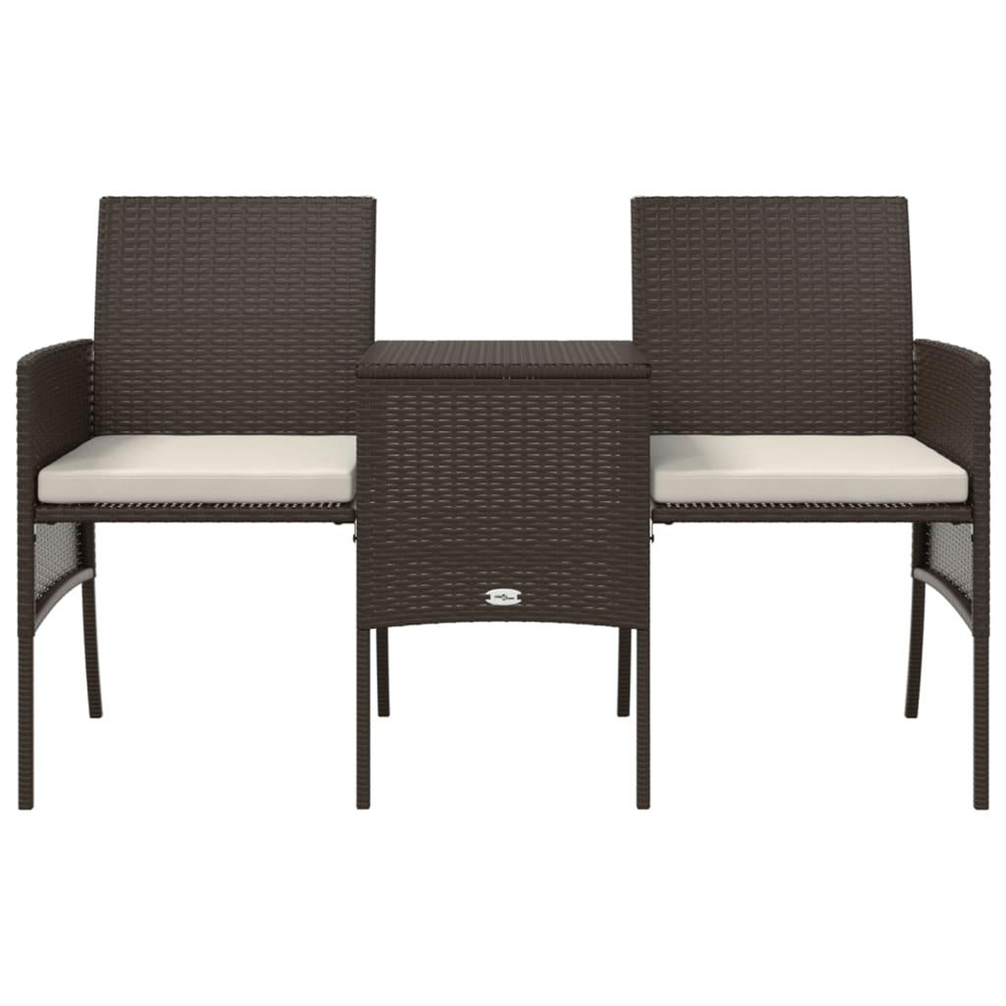 Voir la diapositive 4 : VIDAXL Canape de jardin table a the et tabourets Resine tressee Marron