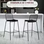 HOMCOM Lot de 2 chaises de bar design métal filaire avec coussin - confort et style industriel - parfait pour la cuisine ou le bar avec dossier et repose-pieds - noir