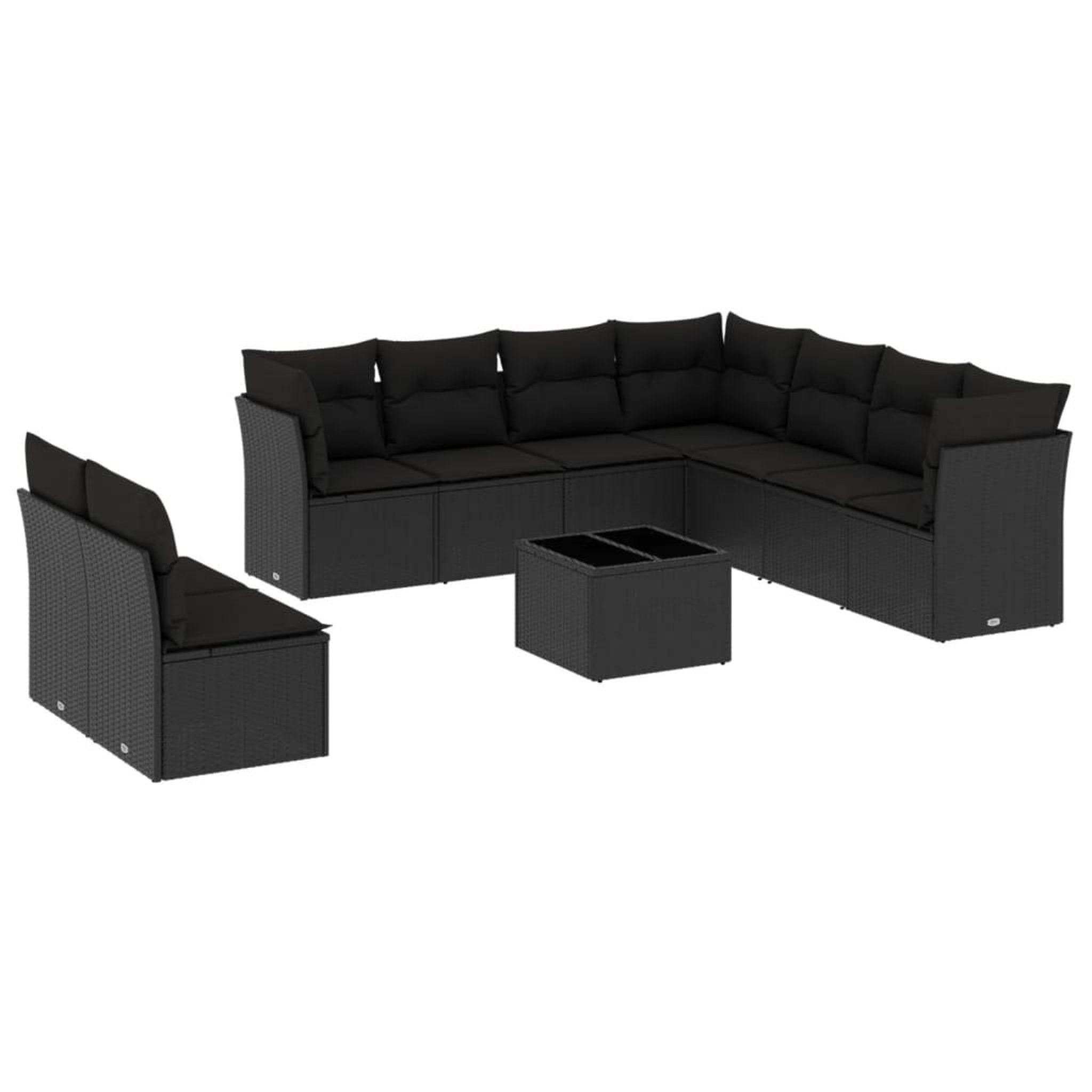 Voir la diapositive 2 : VIDAXL Salon de jardin 10 pcs avec coussins noir resine tressee