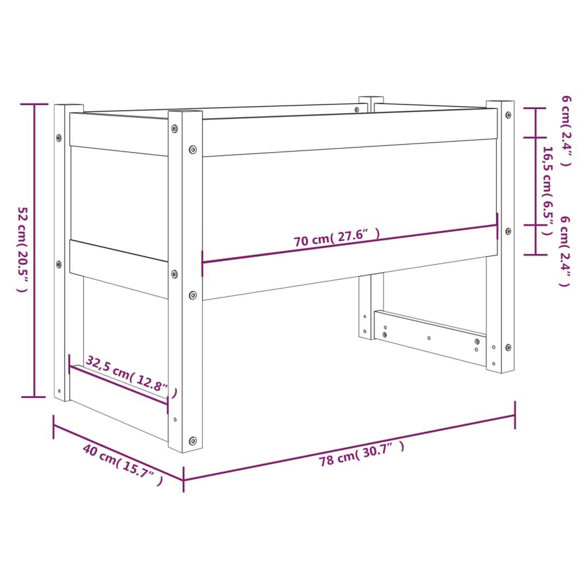 Voir la diapositive 6 : VIDAXL Jardiniere 78x40x52 cm Bois massif de pin