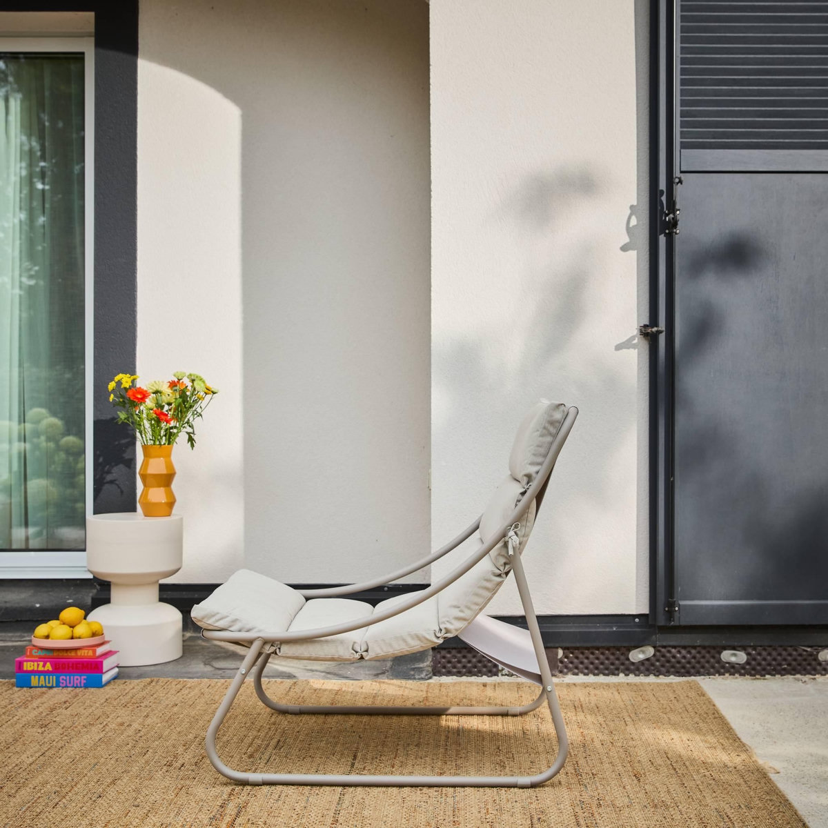 SWEEEK Lot de 2 fauteuils relax acier beige - Edena