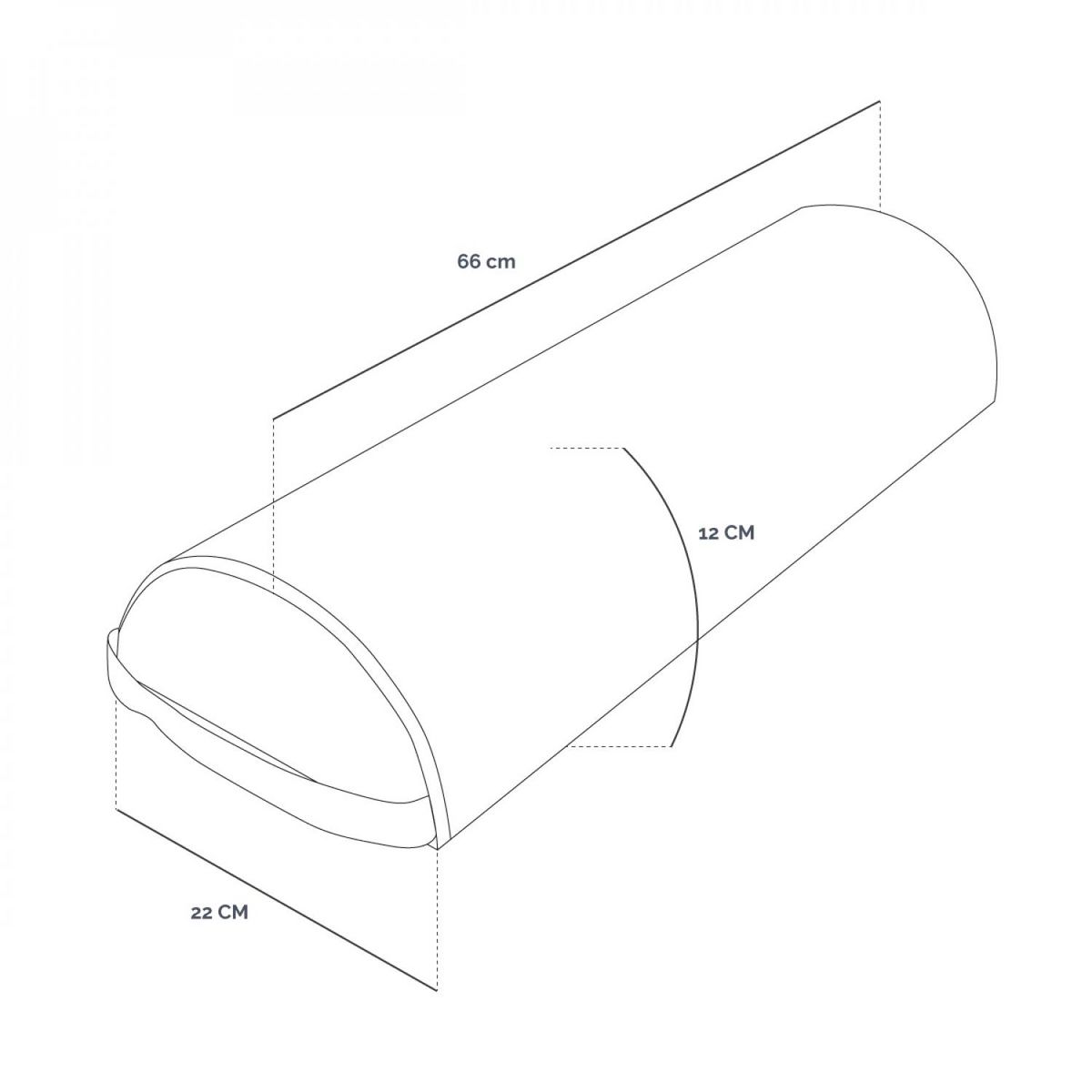 VIVEZEN Traversin, coussin demi-rond 66 cm x 22 cm x 12 cm pour table de massage