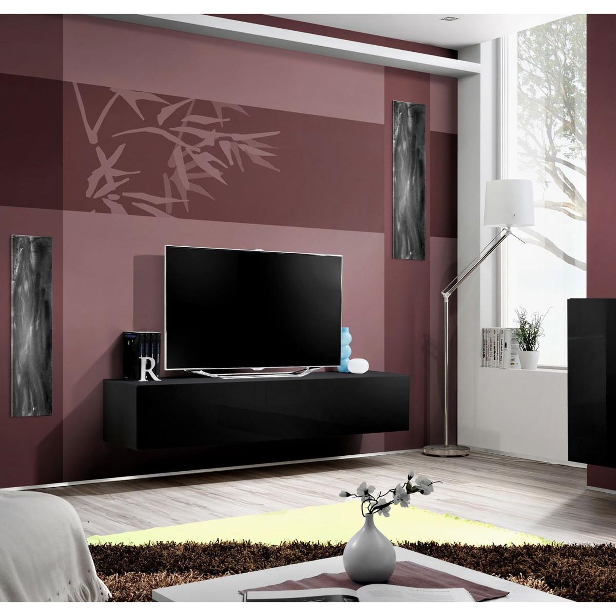 Voir la diapositive 4 : Paris Prix Meuble tv mural design  fly a2  160cm noir