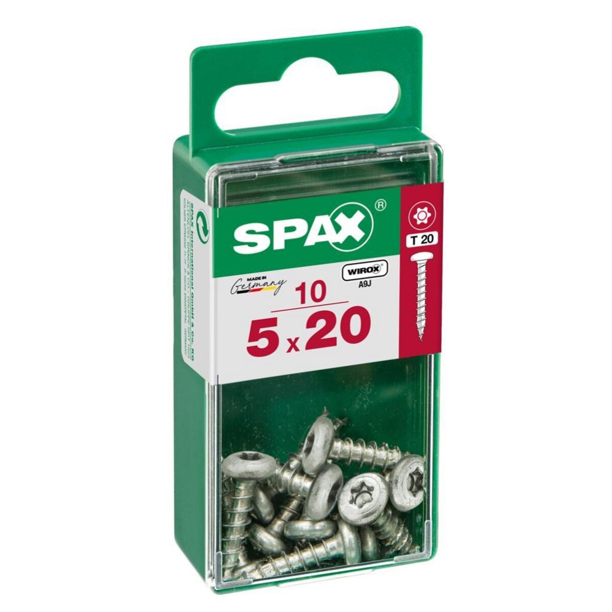 CENTRALE BRICO Lot de 10 vis acier tête ronde torx SPAX, Diam.5 mm x L.20 mm