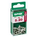 CENTRALE BRICO Lot de 10 vis acier tête ronde torx SPAX, Diam.5 mm x L.20 mm
