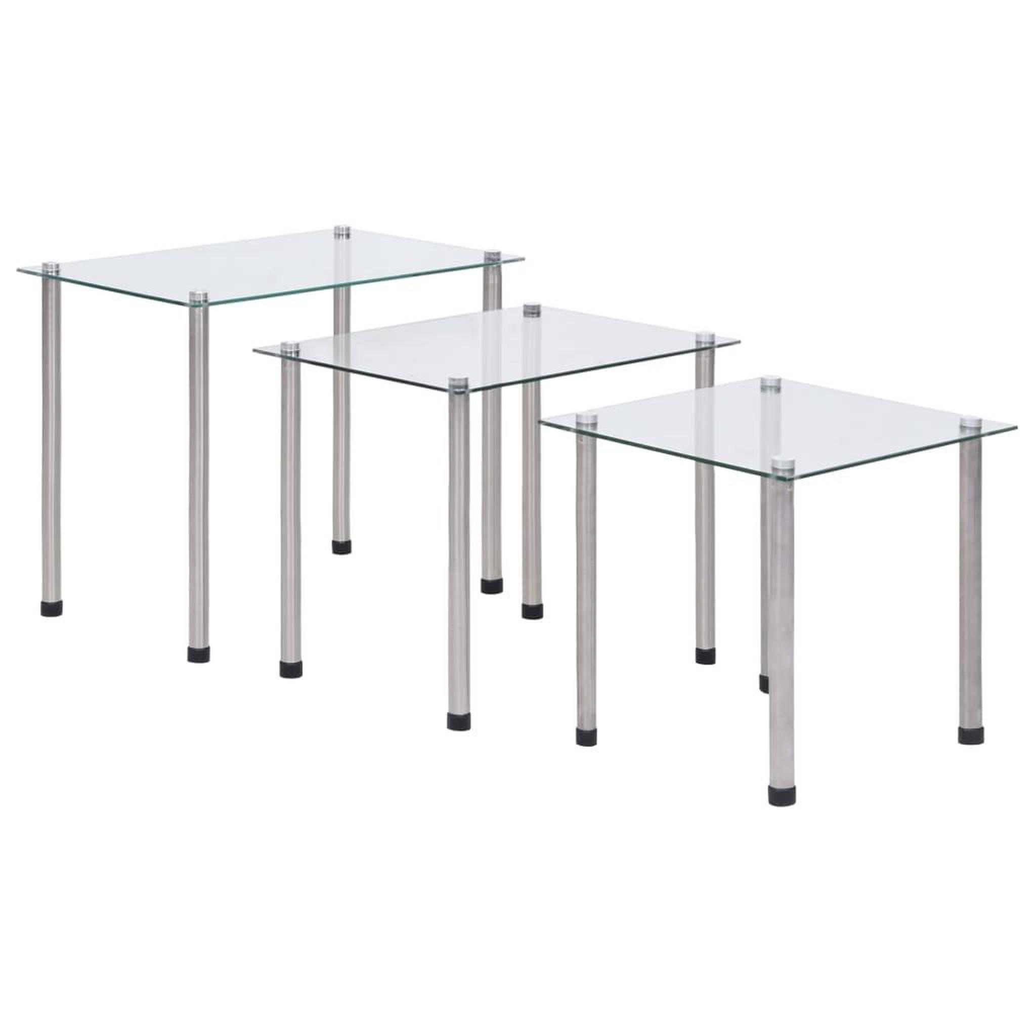 Voir la diapositive 1 : VIDAXL Tables gigognes 3 pcs Transparent Verre trempe