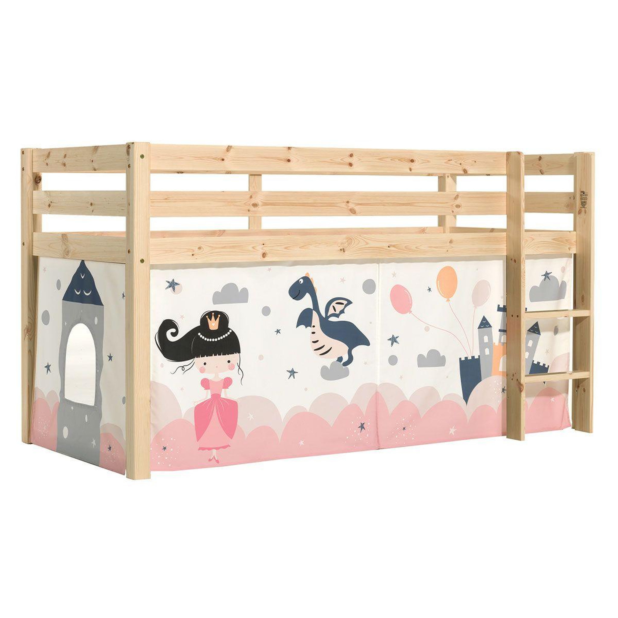 Paris Prix Lit enfant surélevé  pino princesse sophie  90x200cm naturel
