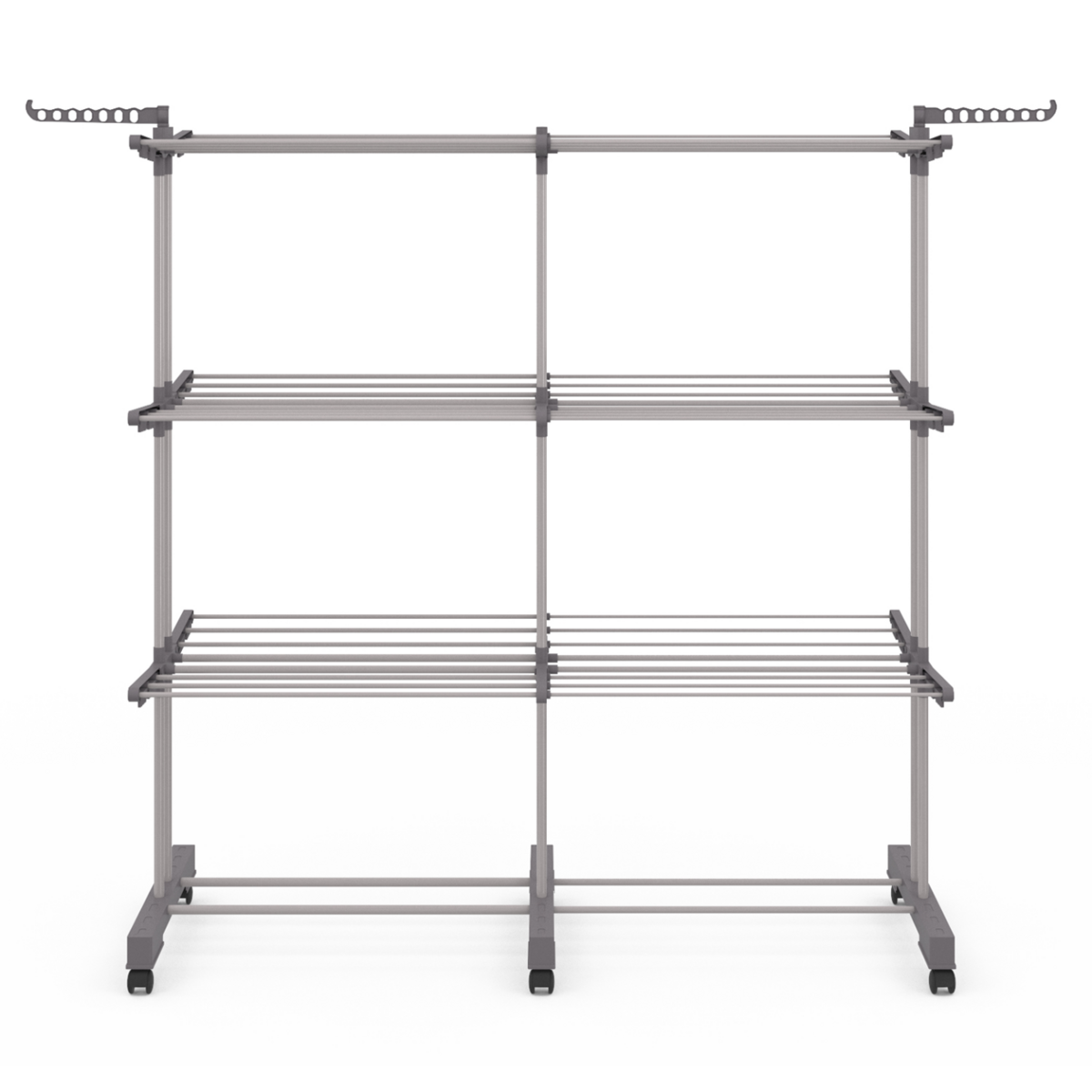 ID MARKET Séchoir à linge vertical pliable et extensible 3 niveaux MAXI capacité 40M inox et gris